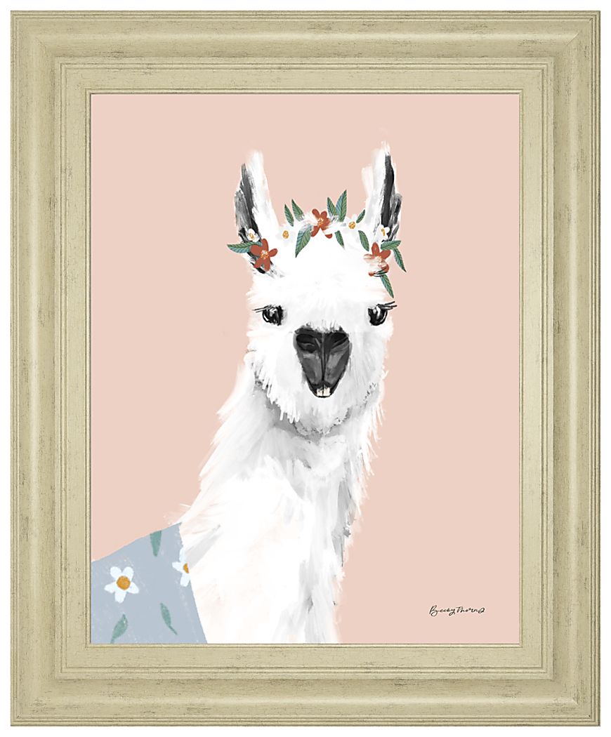 Kids Alpaca Portrait II Pink Artwork