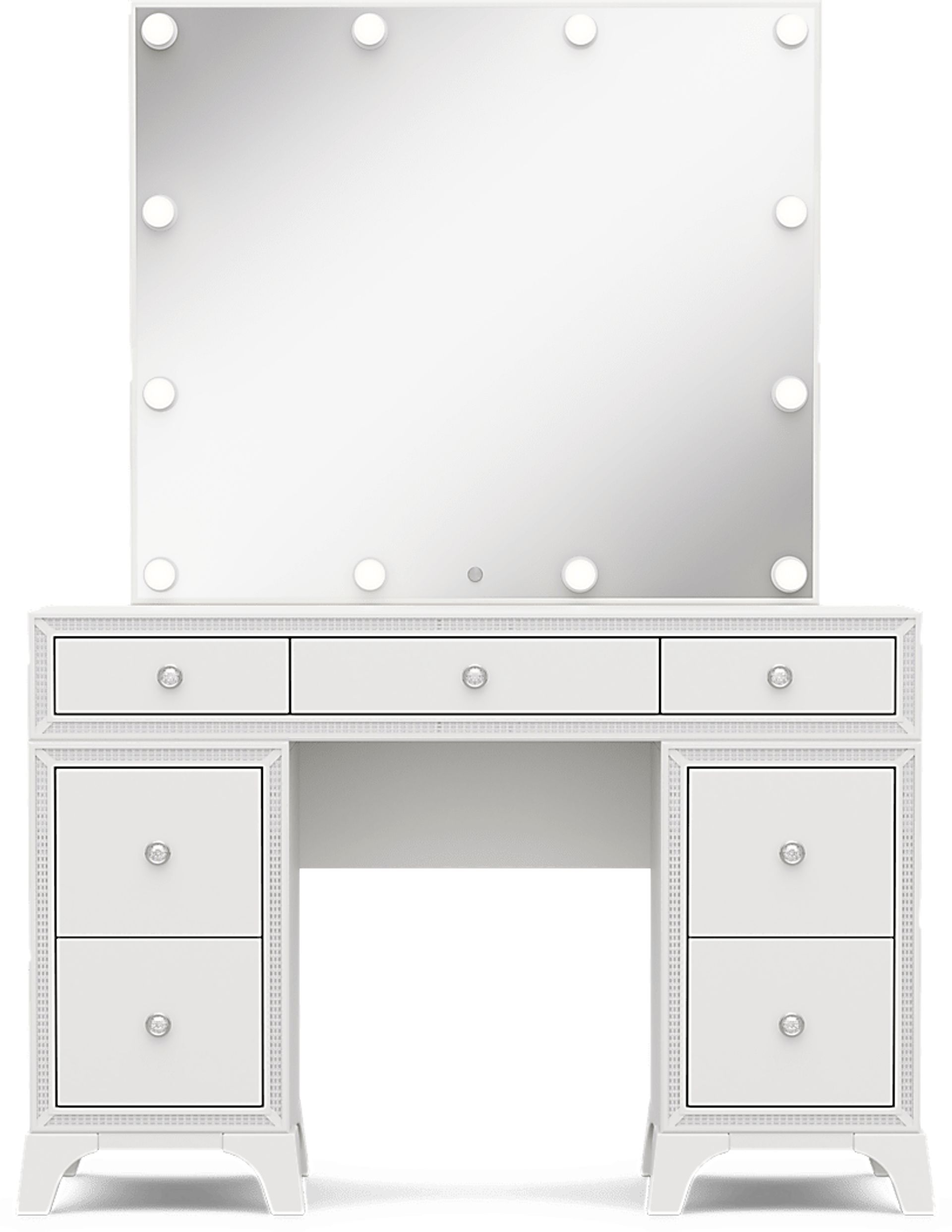 Kids Alyssa White Double Pedestal Vanity with Hollywood Mirror - Image 3