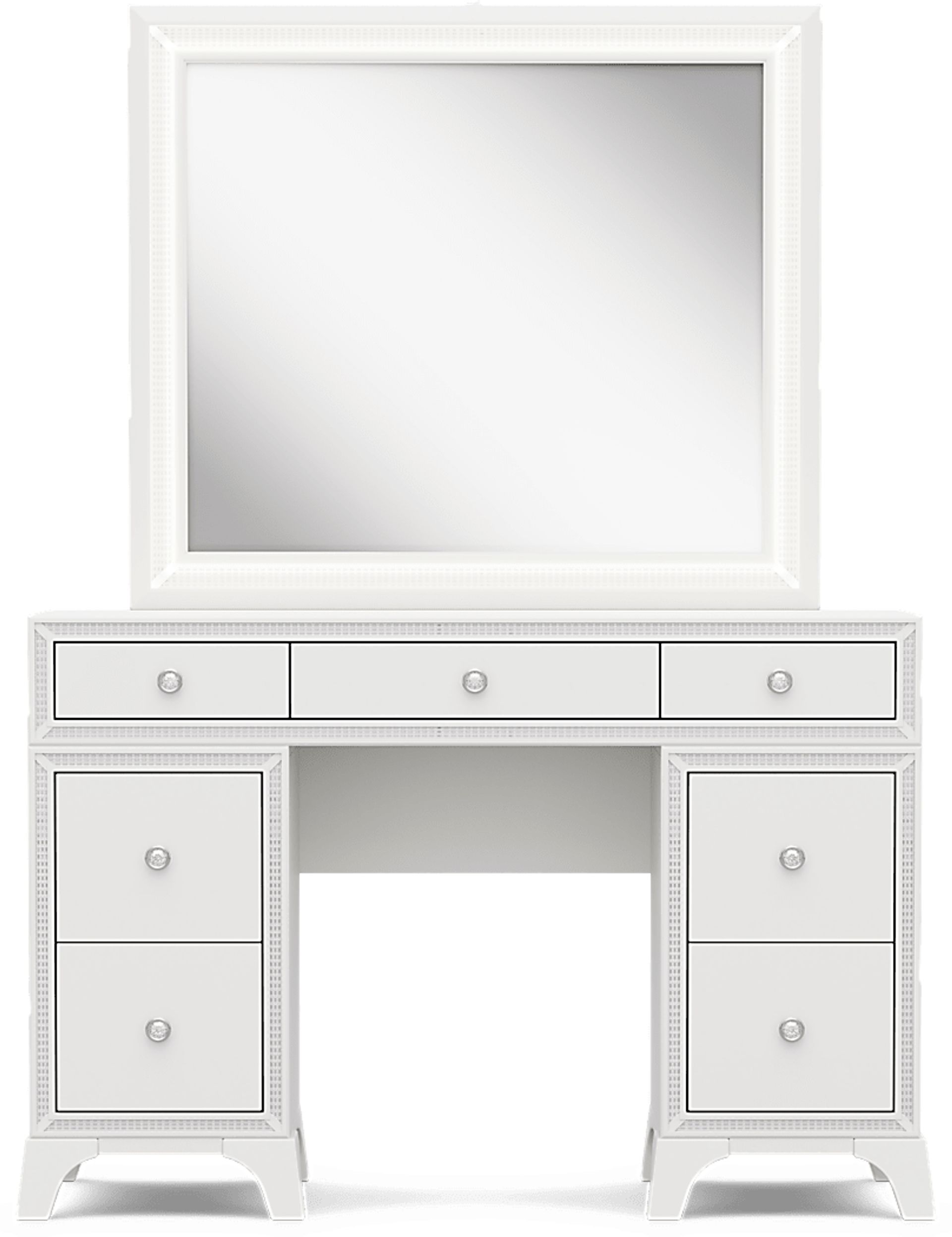 Kids Alyssa White Double Pedestal Vanity with Large Sparkle Mirror - Image 3