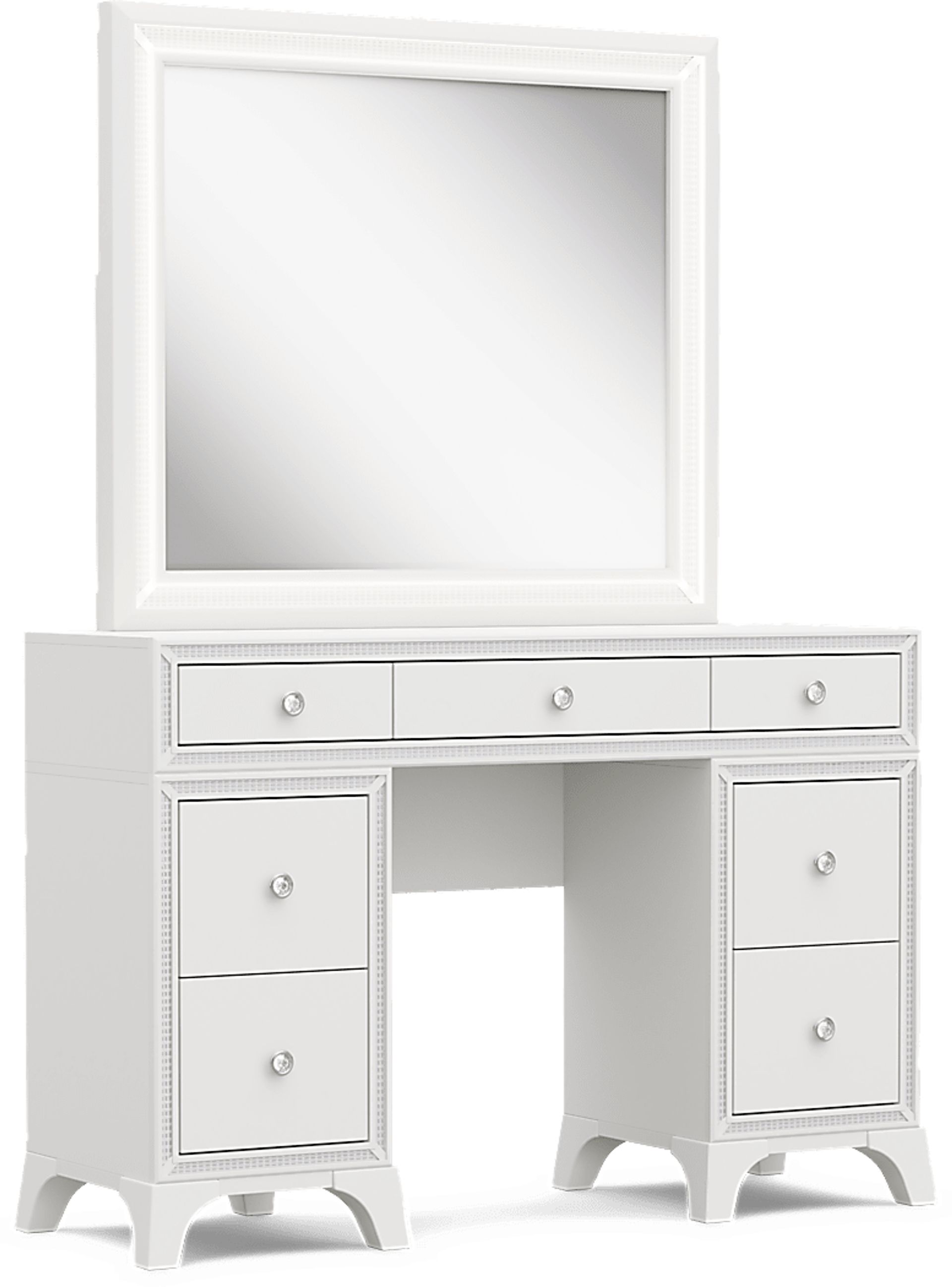 Kids Alyssa White Double Pedestal Vanity with Large Sparkle Mirror - Image 4