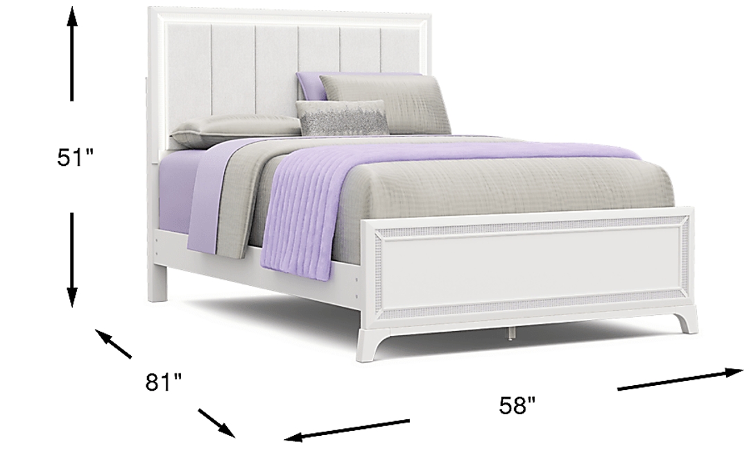 Kids Alyssa White Full Lighted Upholstered Bed