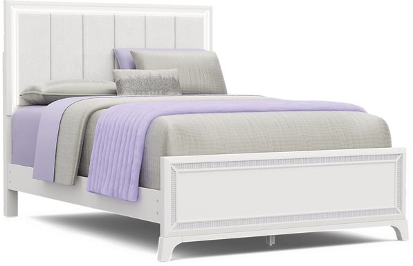 Kids Alyssa White Full Lighted Upholstered Bed