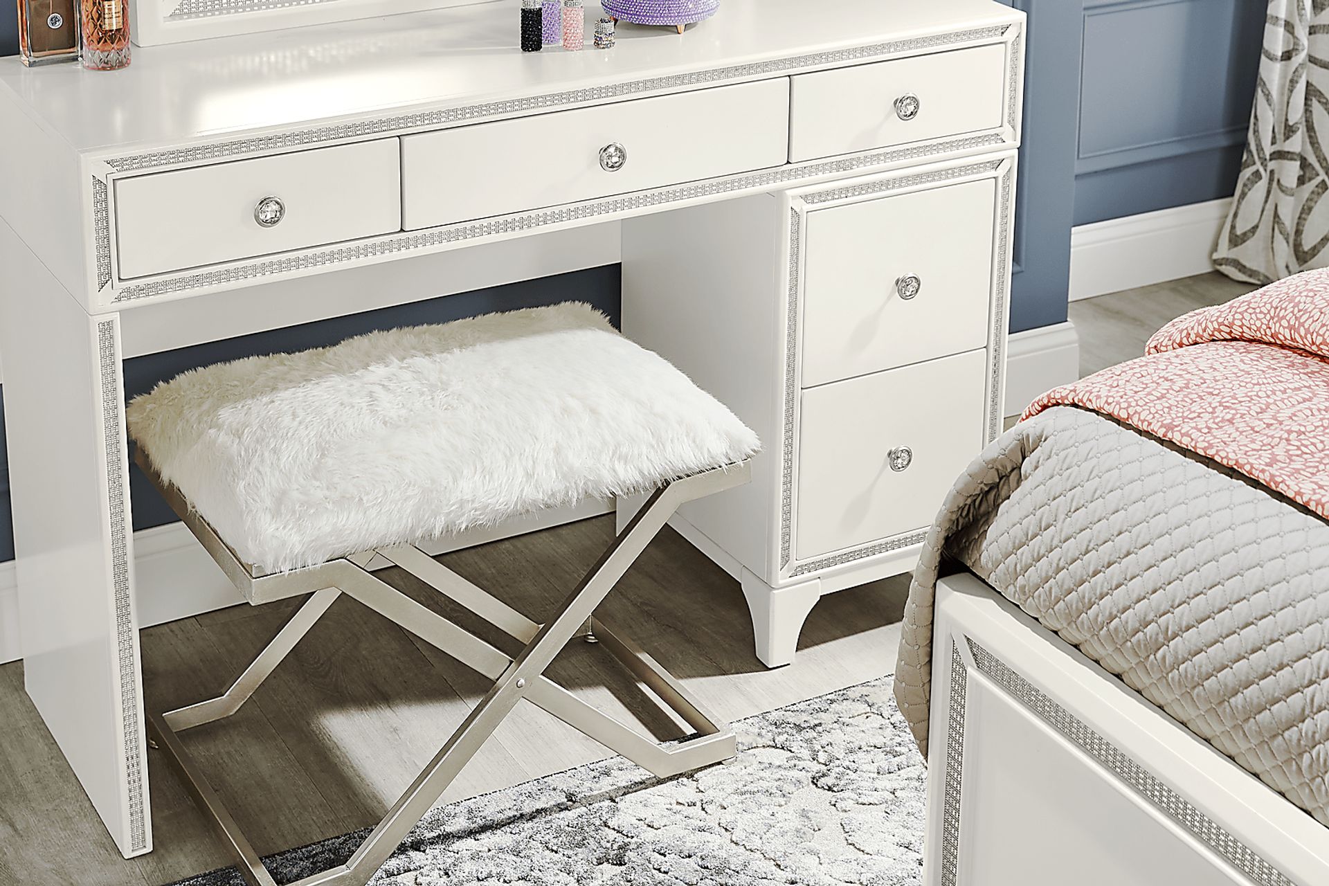 Kids Alyssa White Single Pedestal Desk - Image 4