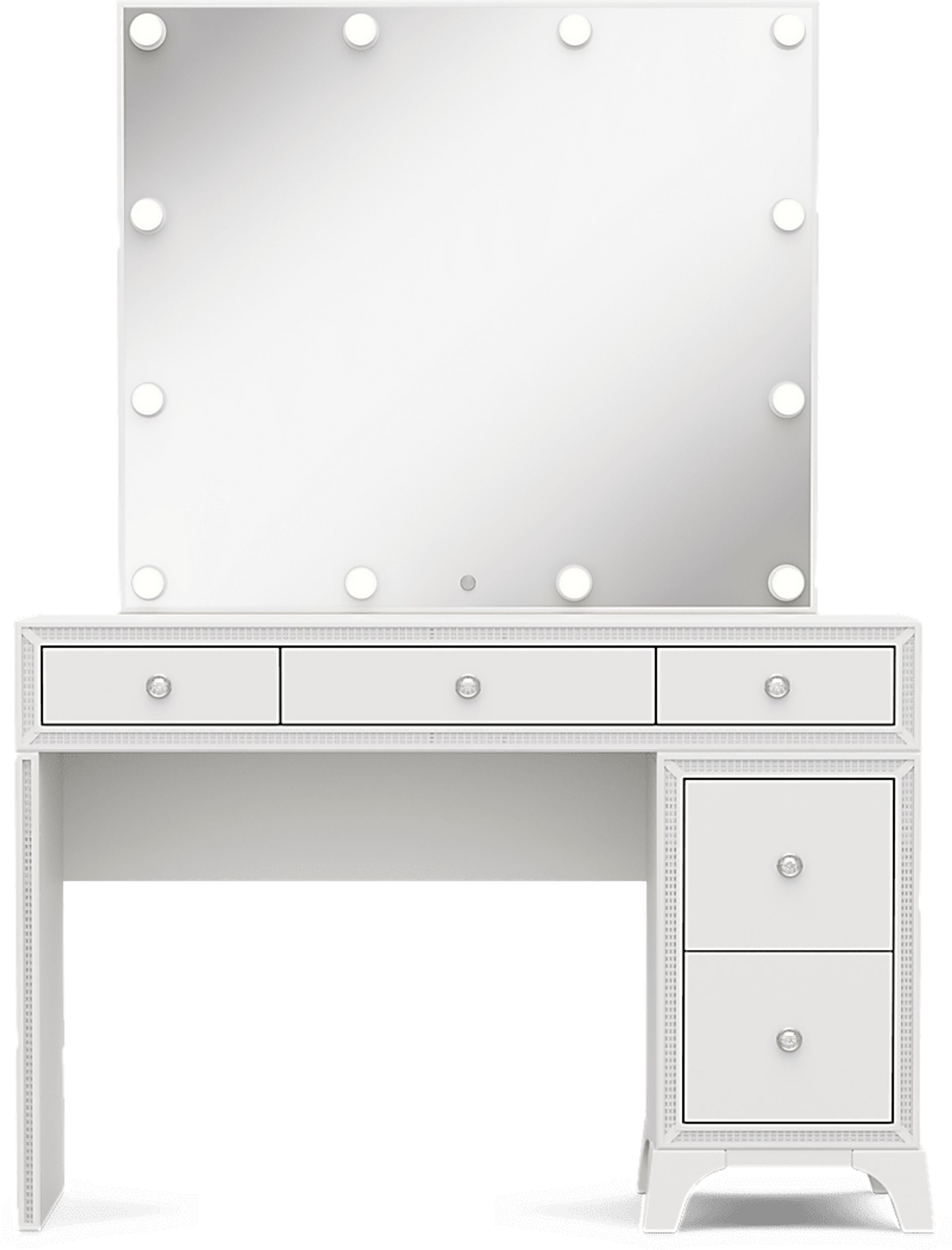 Kids Alyssa White Single Pedestal Vanity with Hollywood Mirror - Image 3