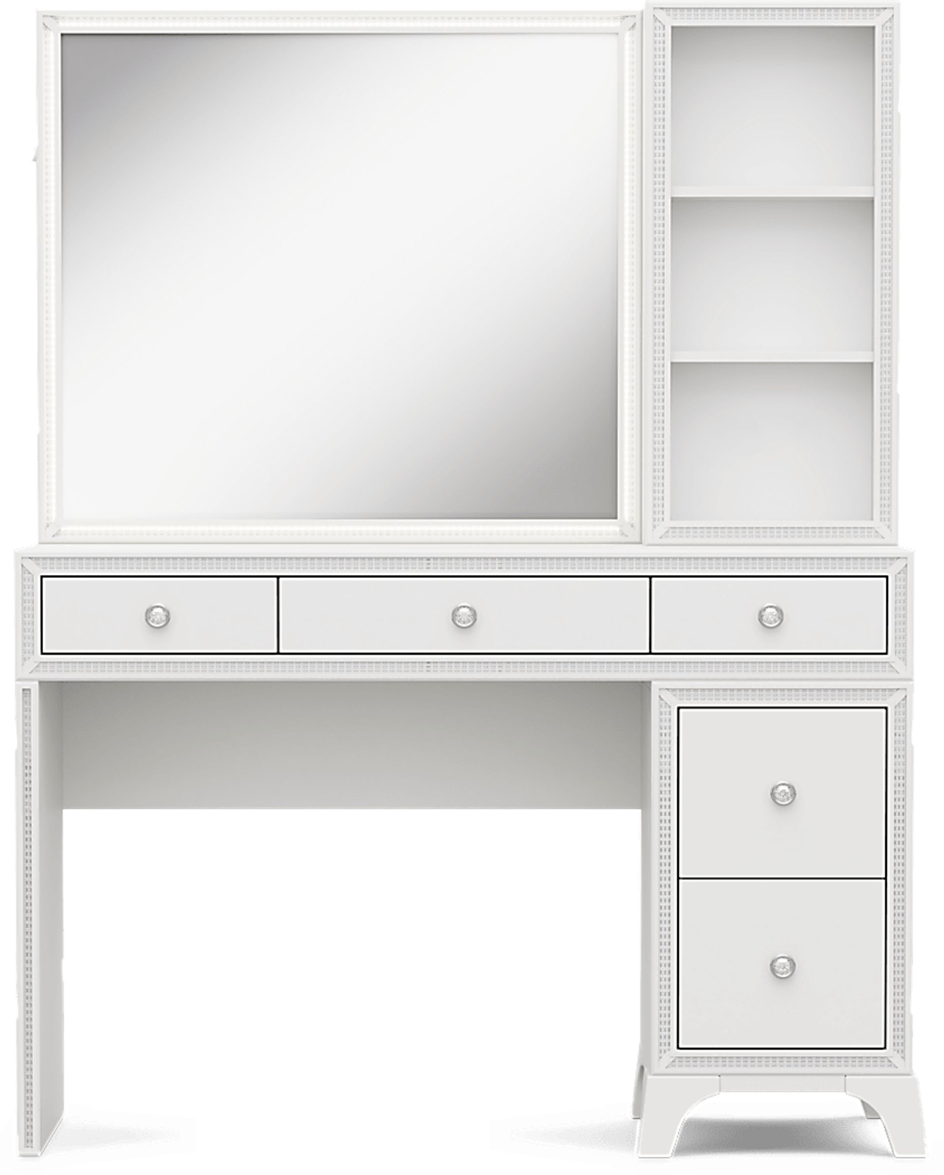 Kids Alyssa White Single Pedestal Vanity with Hutch and Small Sparkle Mirror - Image 3