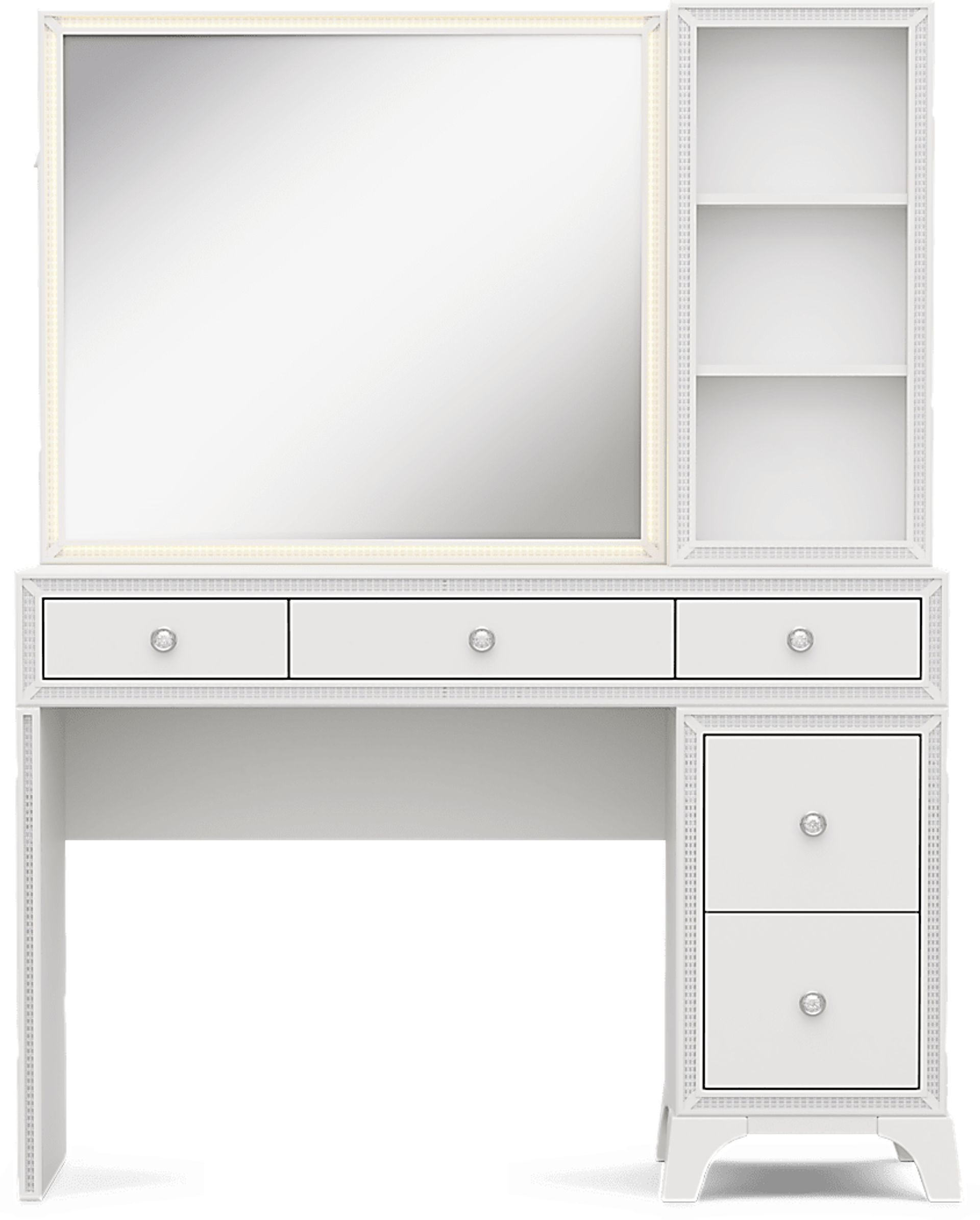 Kids Alyssa White Single Pedestal Vanity with Hutch and Small Sparkle Mirror - Image 5