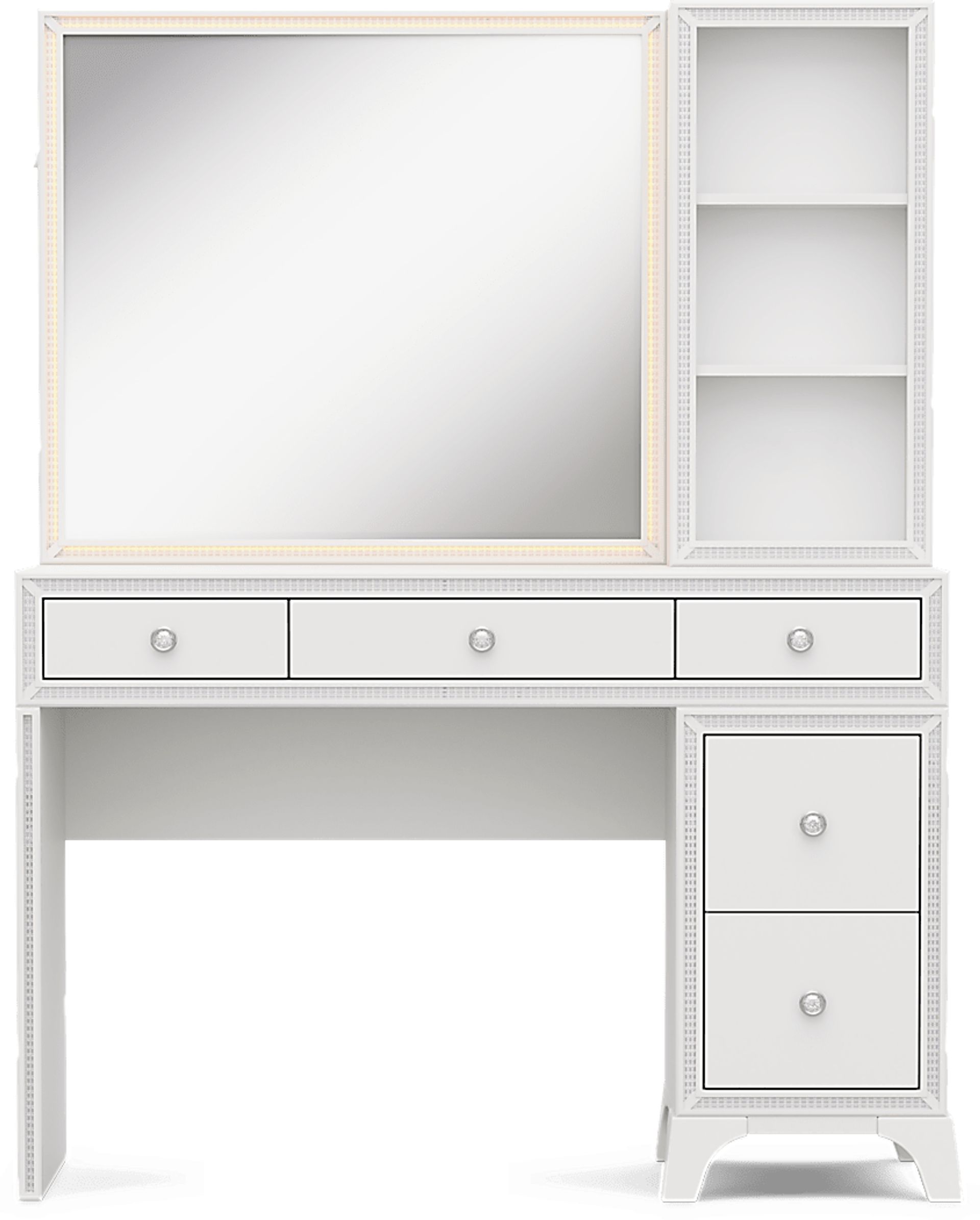 Kids Alyssa White Single Pedestal Vanity with Hutch and Small Sparkle Mirror - Image 7