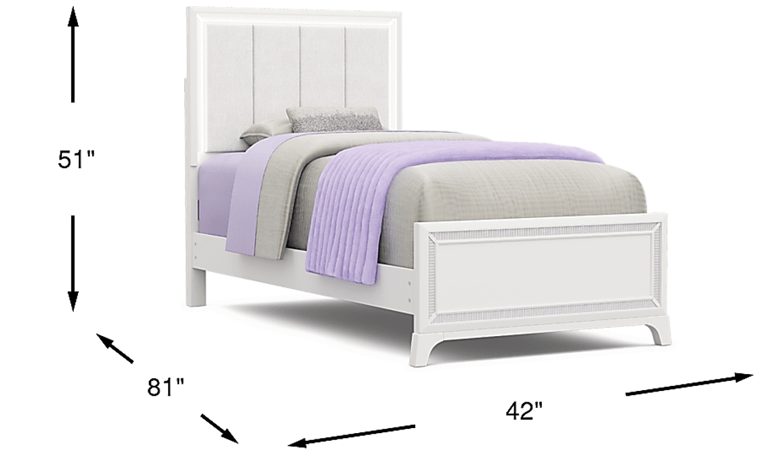 Kids Alyssa White Twin Lighted Upholstered Bed