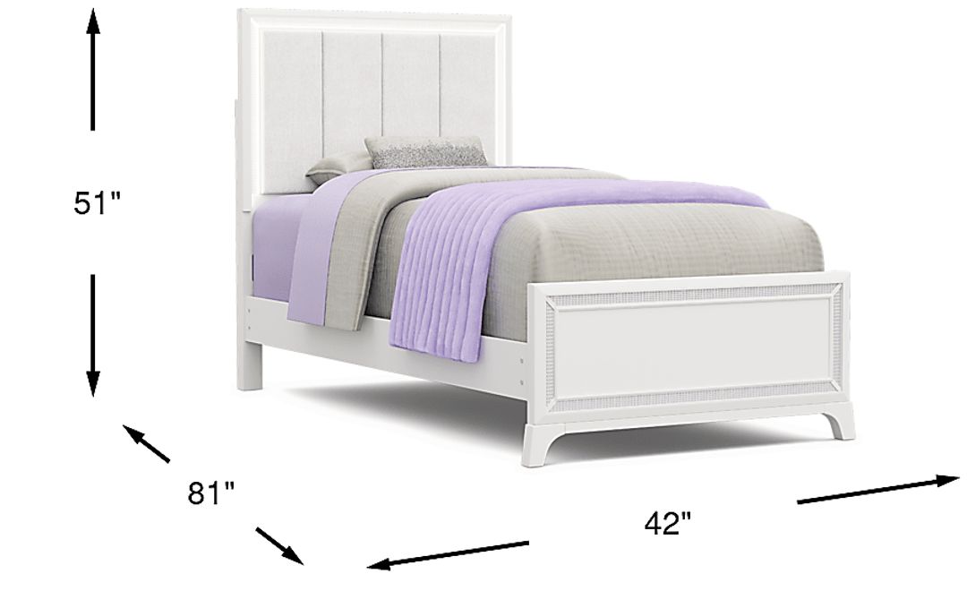 Kids Alyssa White Twin Lighted Upholstered Bed