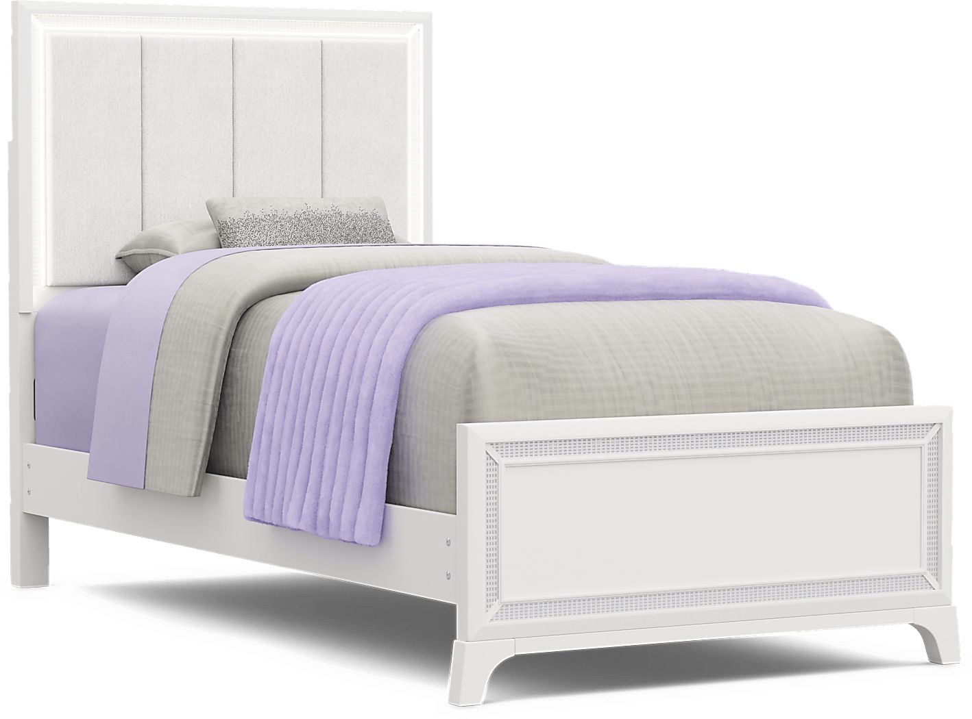 Kids Alyssa White Twin Lighted Upholstered Bed