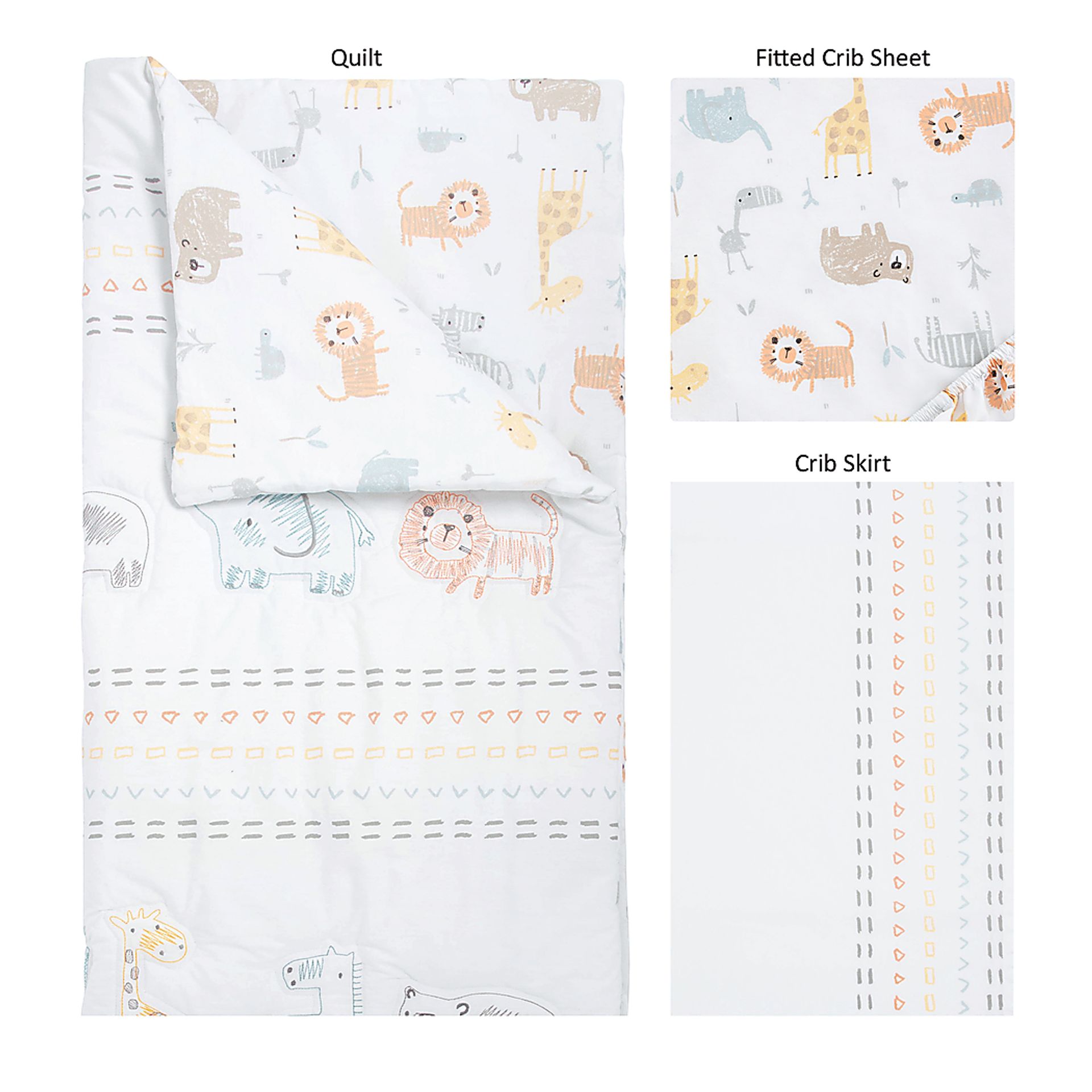 Kids Amaia White 3 Pc Baby Bedding Set - Image 5