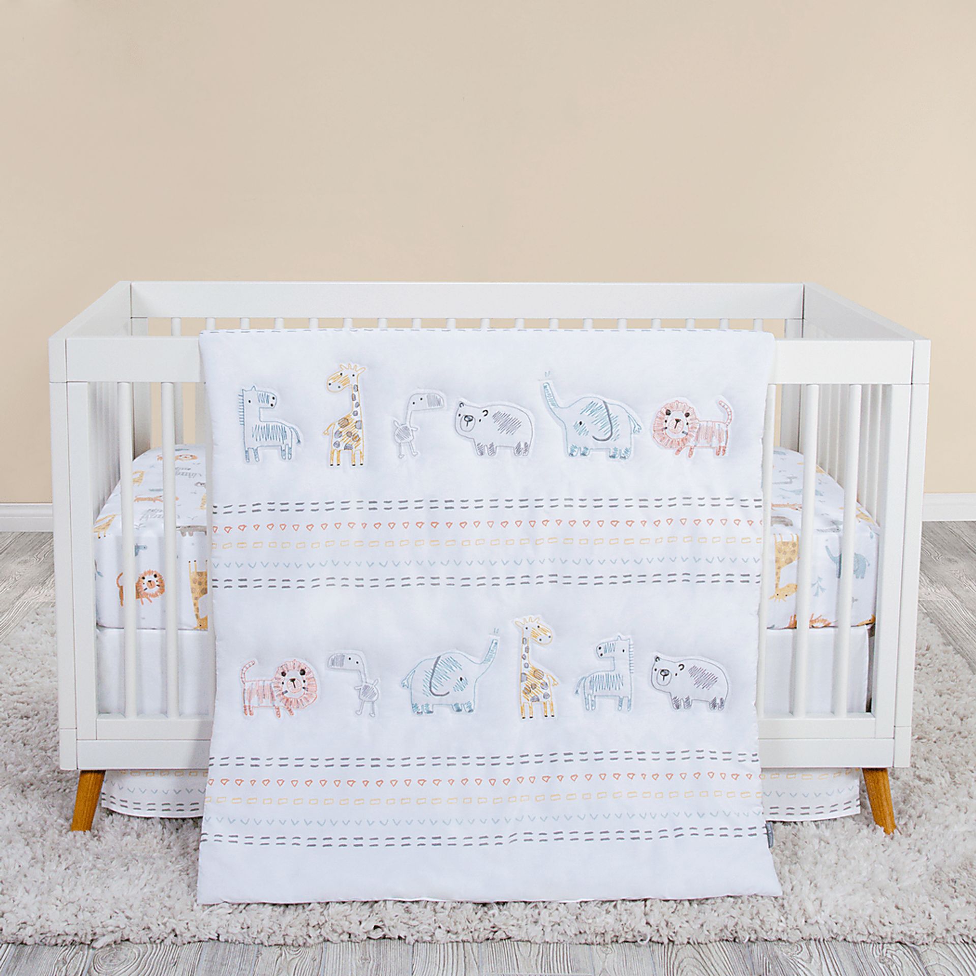 Kids Amaia White 3 Pc Baby Bedding Set - Image 1