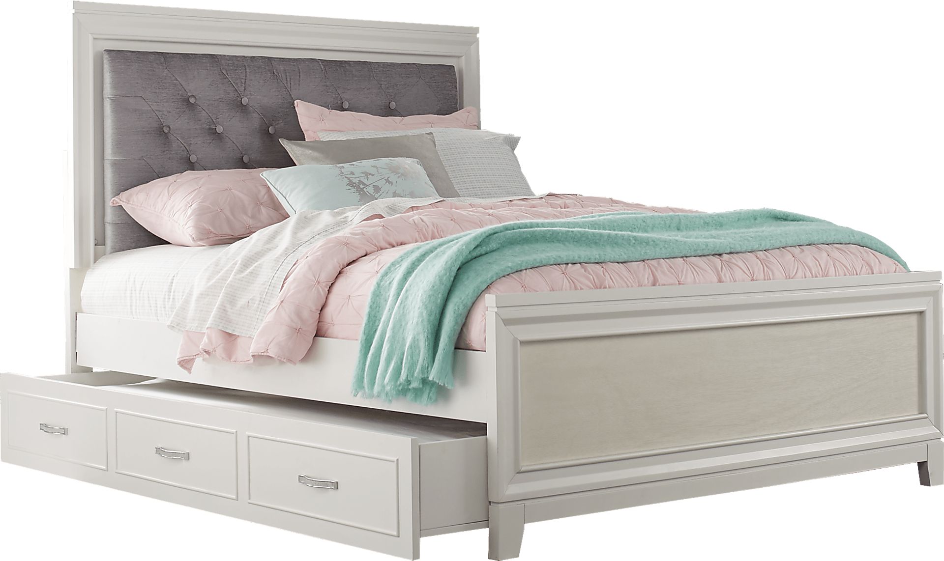 Kids Amelia White 5 Pc Twin Upholstered Bedroom - Image 4