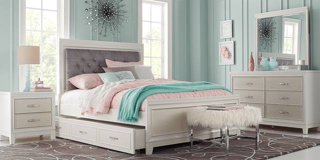 Kids Amelia White 5 Pc Twin Upholstered Bedroom - Thumbnail - Image 1