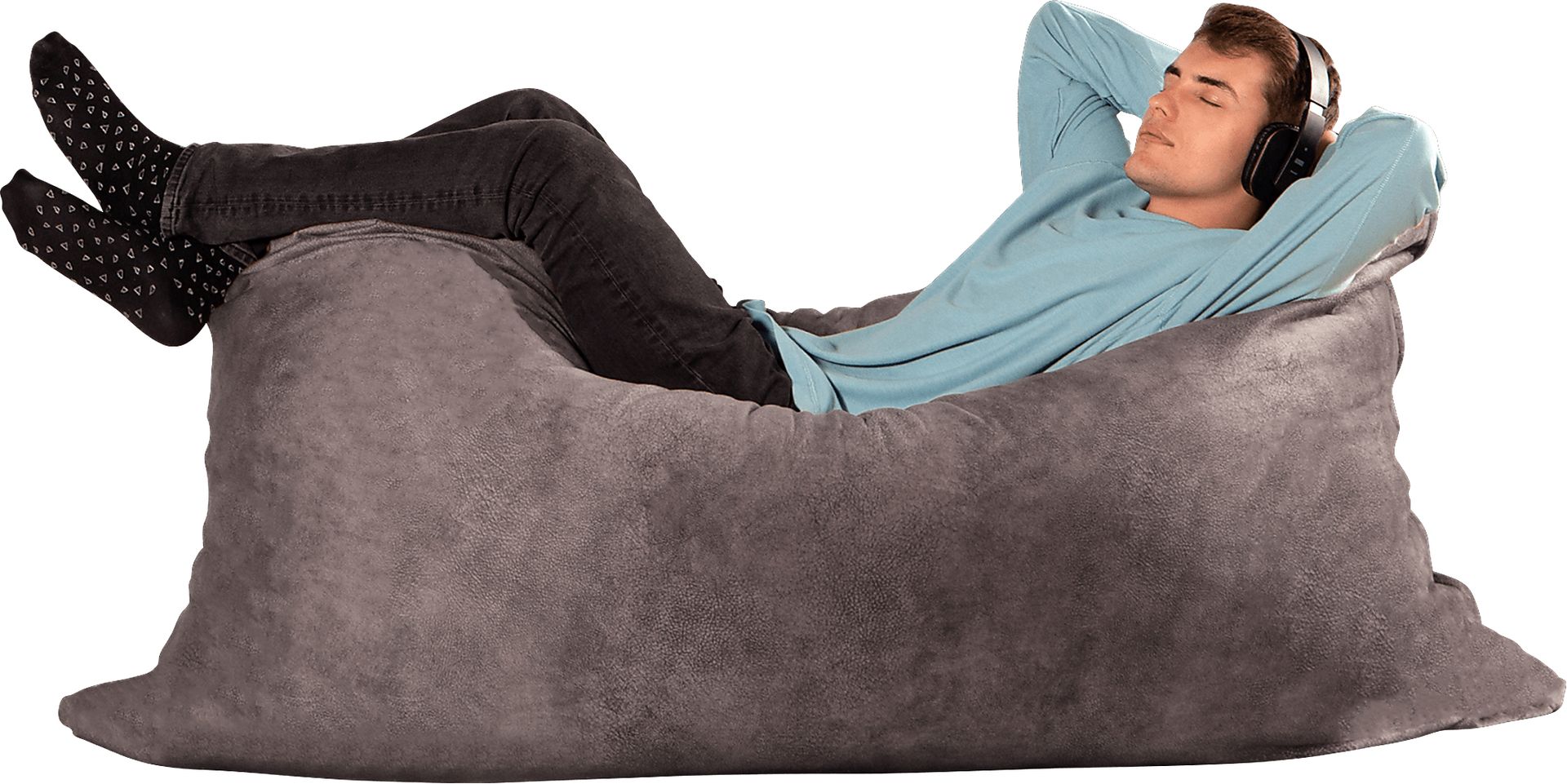 Kids Amelle Gray Large Bean Bag and Floor Pillow - Image 1