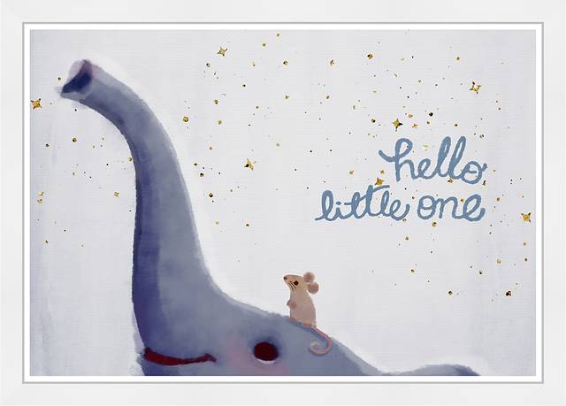 Kids An Elephant and a Mouse Blue Wall Art - Thumbnail - Image 1