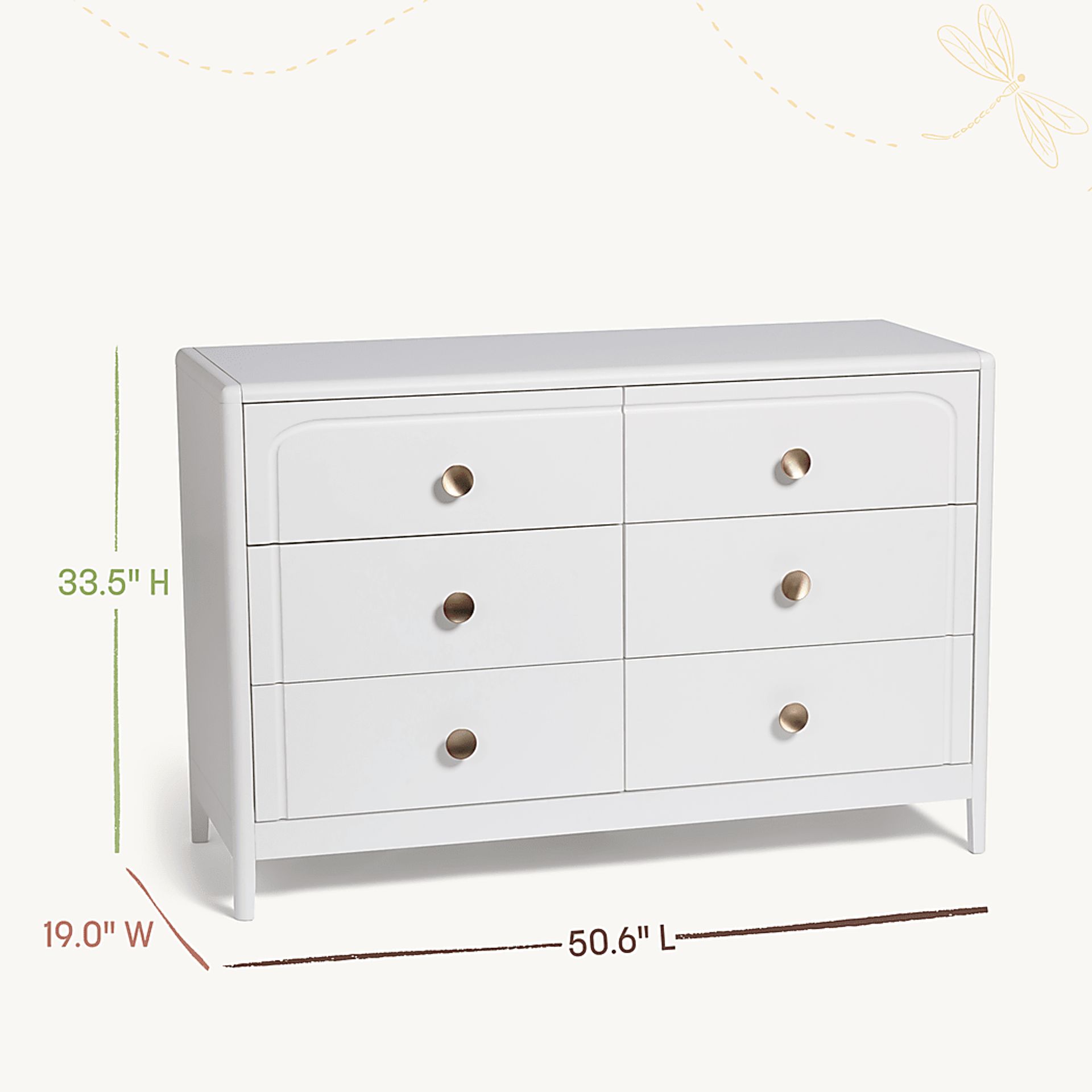 Kids Anato White 6 Drawer Dresser - Image 6