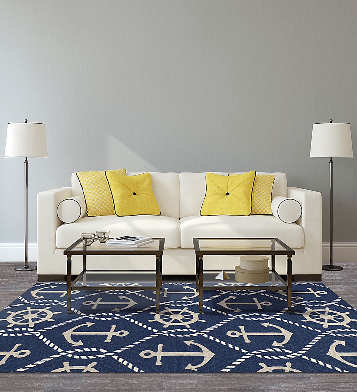 Anchor Chain Navy Blue Rug Rooms to Go