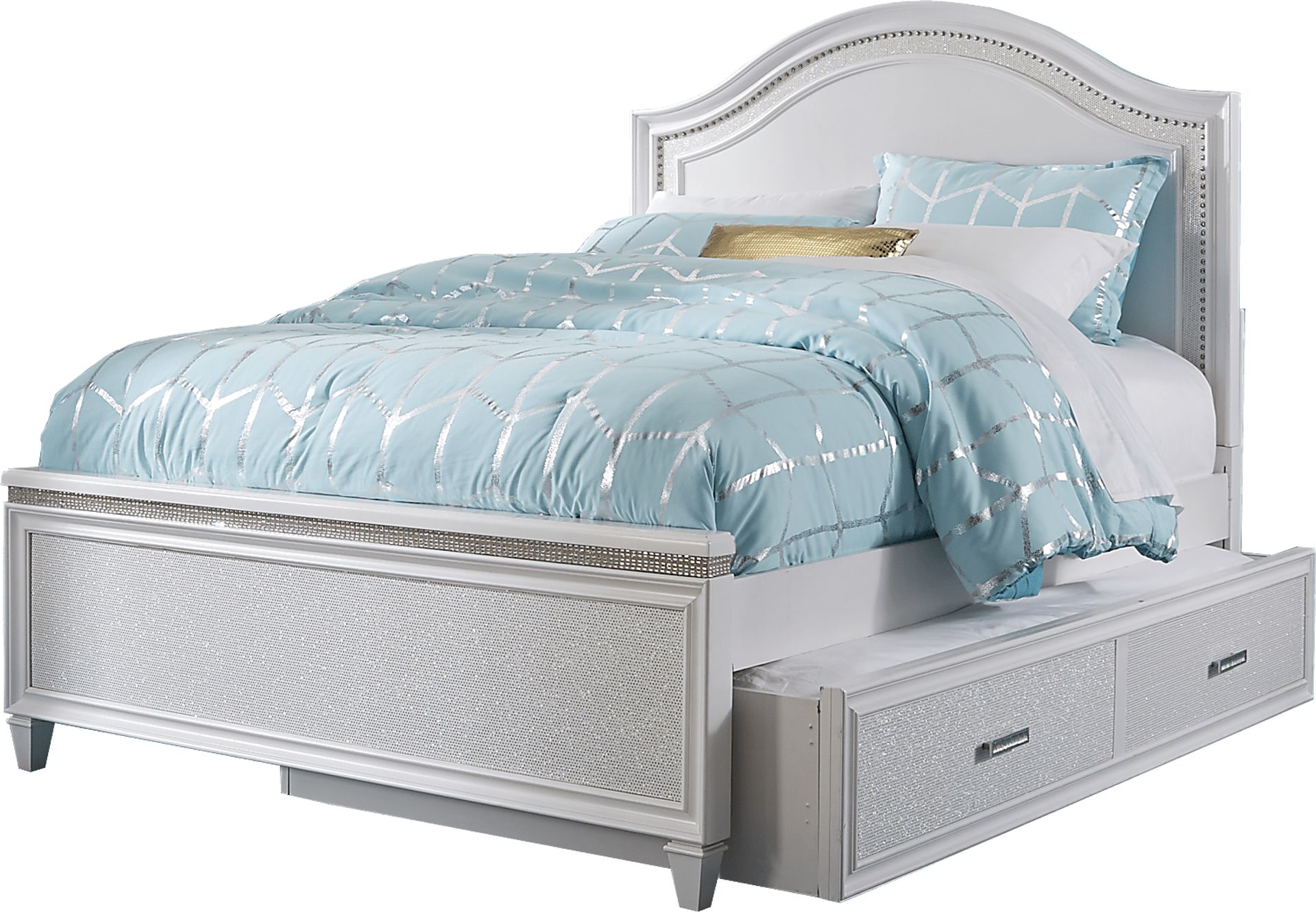 Kids Angelique White 3 Pc Twin Panel Bed with Trundle - Image 1