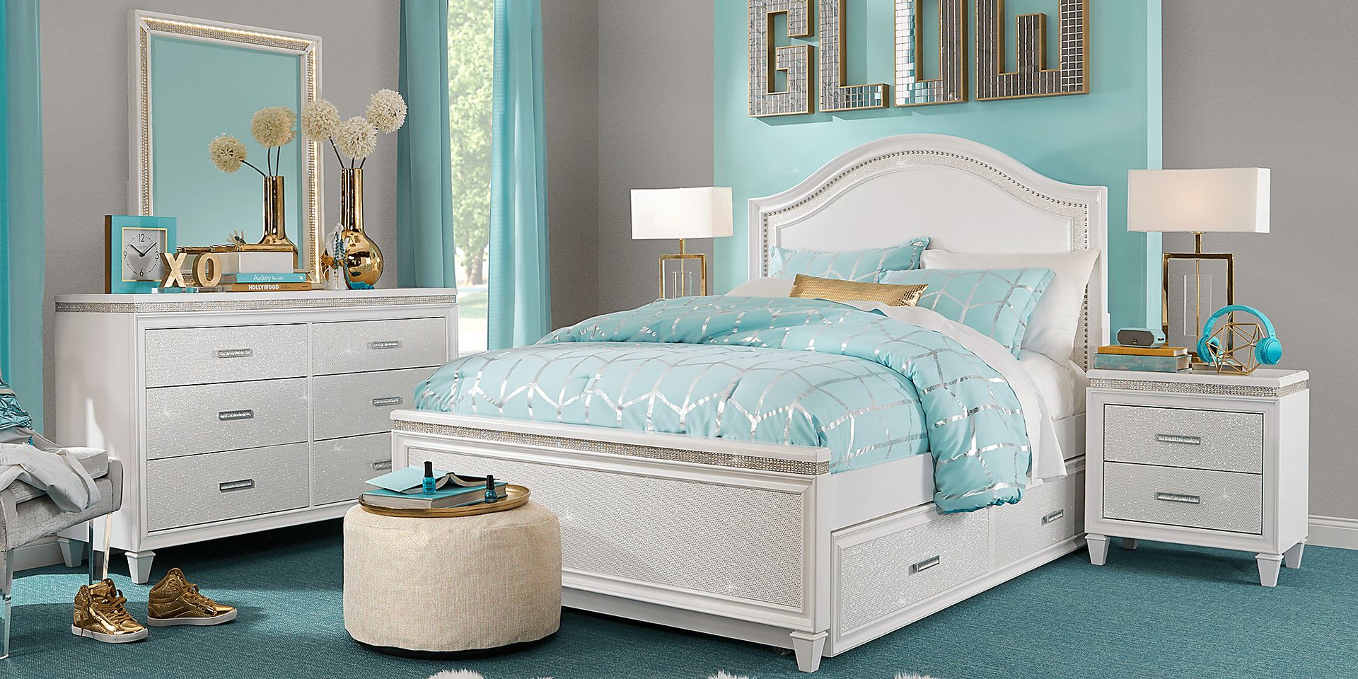 Kids Angelique White 5 Pc Twin Panel Bedroom - Image 1