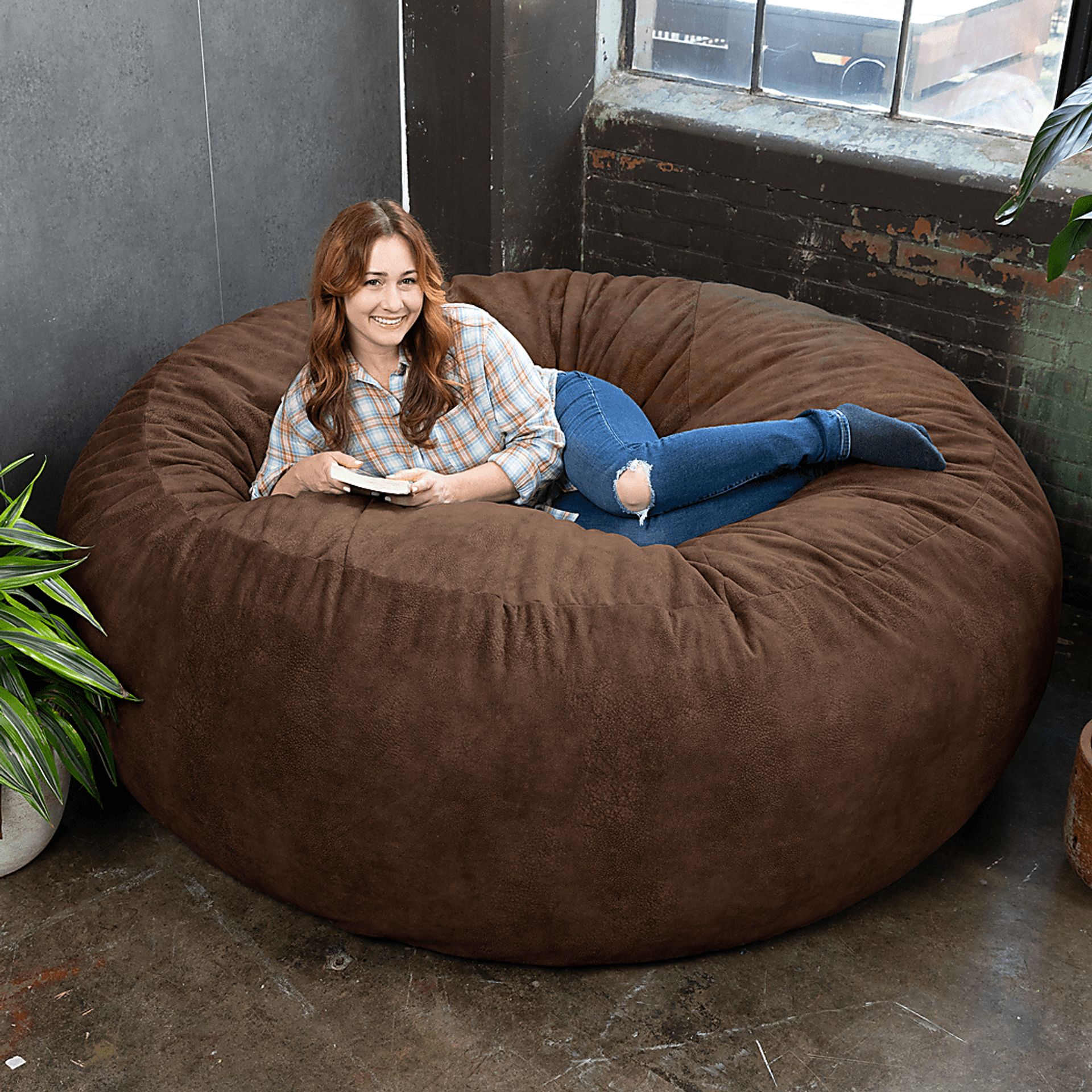 Kids Aniline I Brown Bean Bag Chair - Image 2