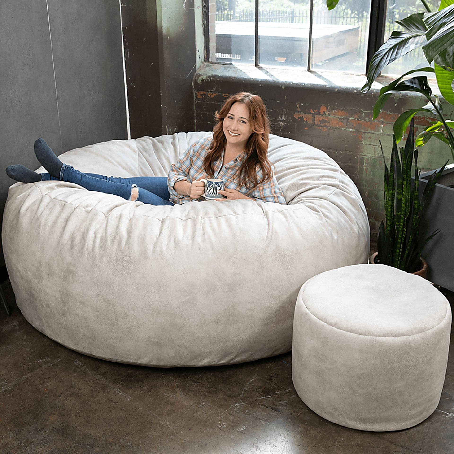 Kids Aniline I White Bean Bag Chair - Image 3