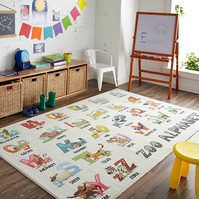 Kids Animal Alphabet White 5' x 8' Rug - Thumbnail - Image 2
