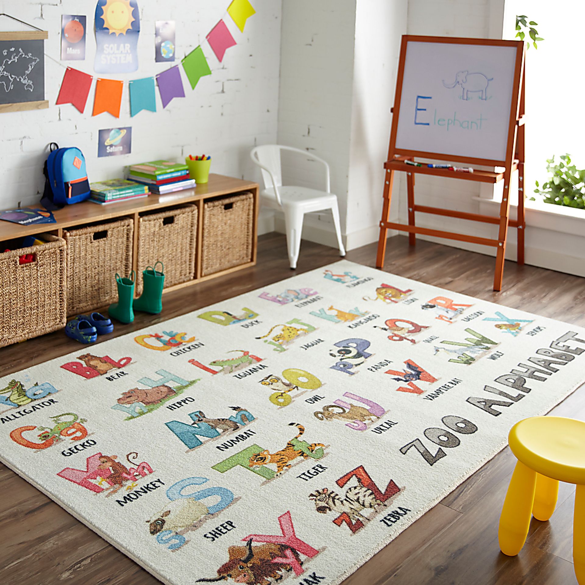 Kids Animal Alphabet White 5' x 8' Rug - Image 2
