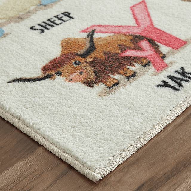 Kids Animal Alphabet White 5' x 8' Rug - Thumbnail - Image 5