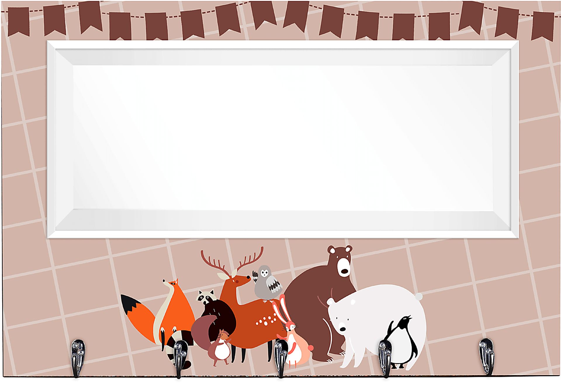 Kids Animal Around Pink Wall Mirror - Image 1