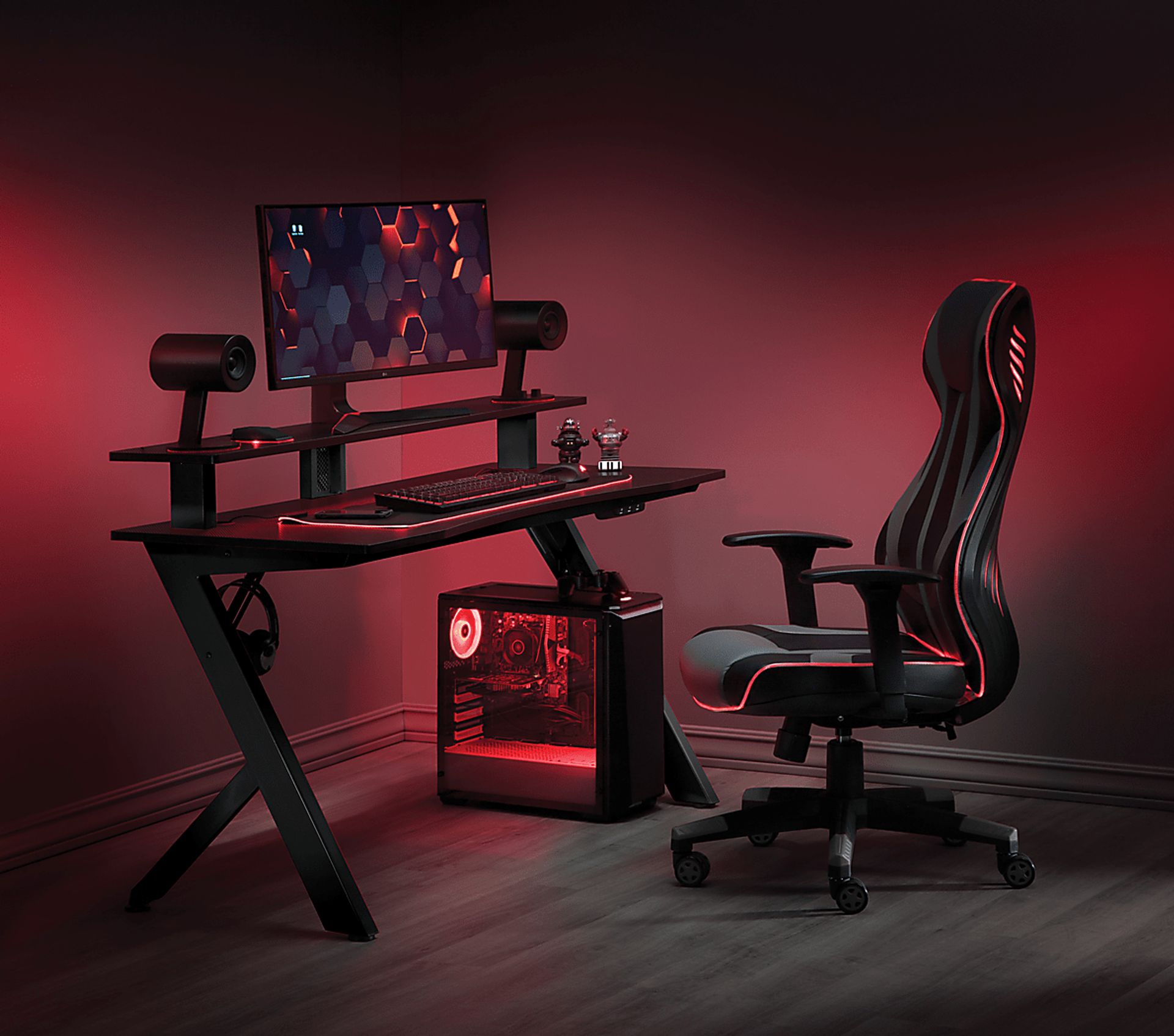 Antinous Black 54 in. PC Gaming Desk - Image 3