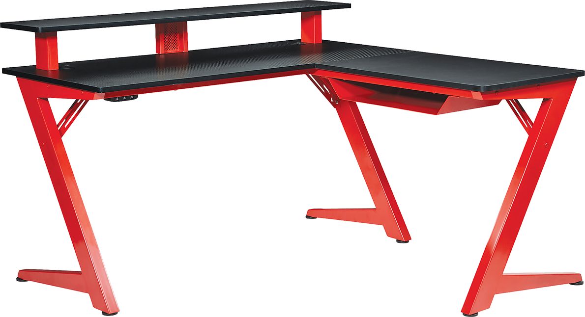 Antinous Red L-Shaped PC Gaming Desk