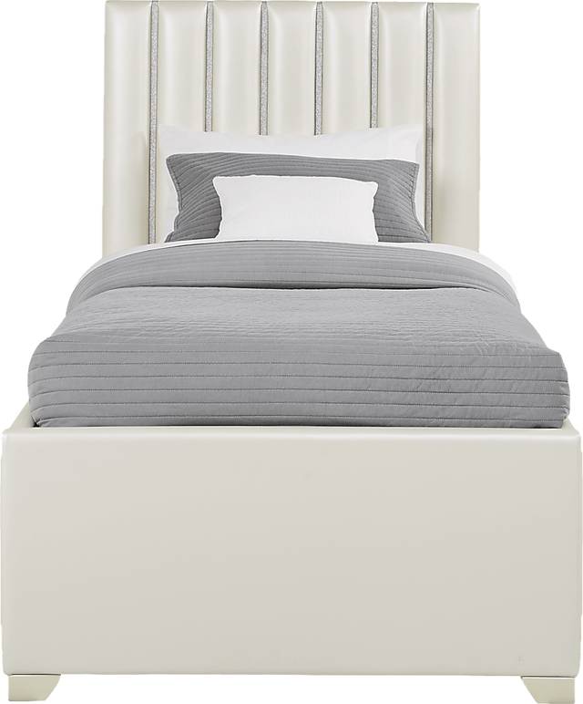 Kids Anya White 3 Pc Twin Upholstered Bed - Thumbnail - Image 2