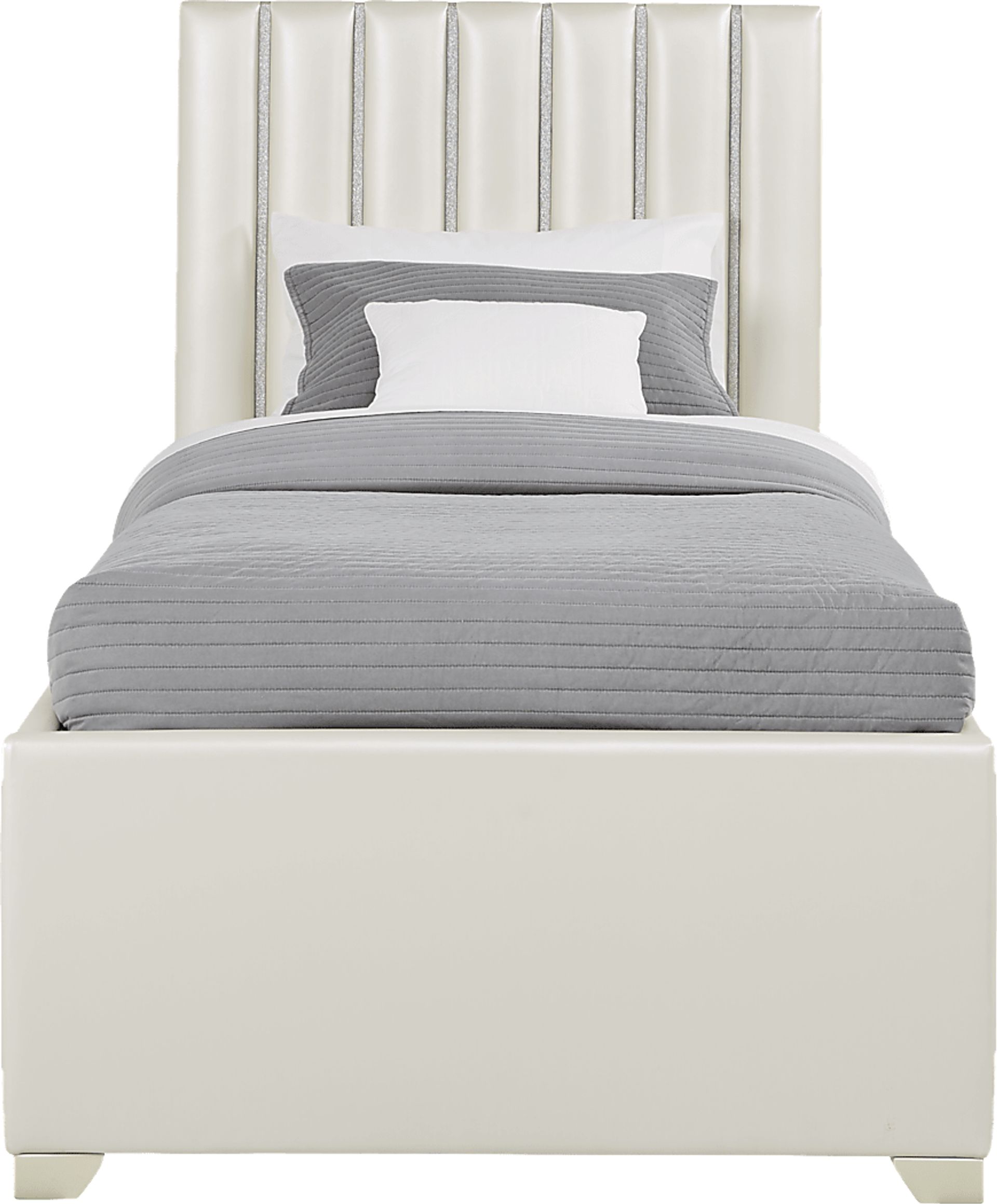 Kids Petit Paris Silver 5 Pc Bedroom with Anya White Twin Upholstered Bed - Image 3