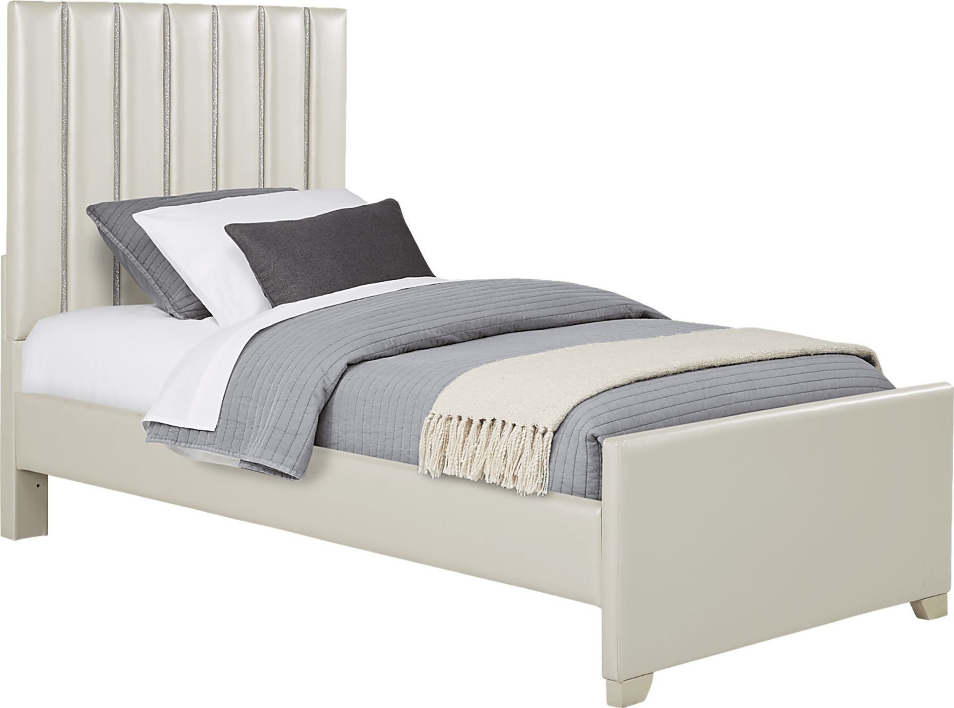 Kids Petit Paris Silver 5 Pc Bedroom with Anya White Twin Upholstered Bed - Image 2
