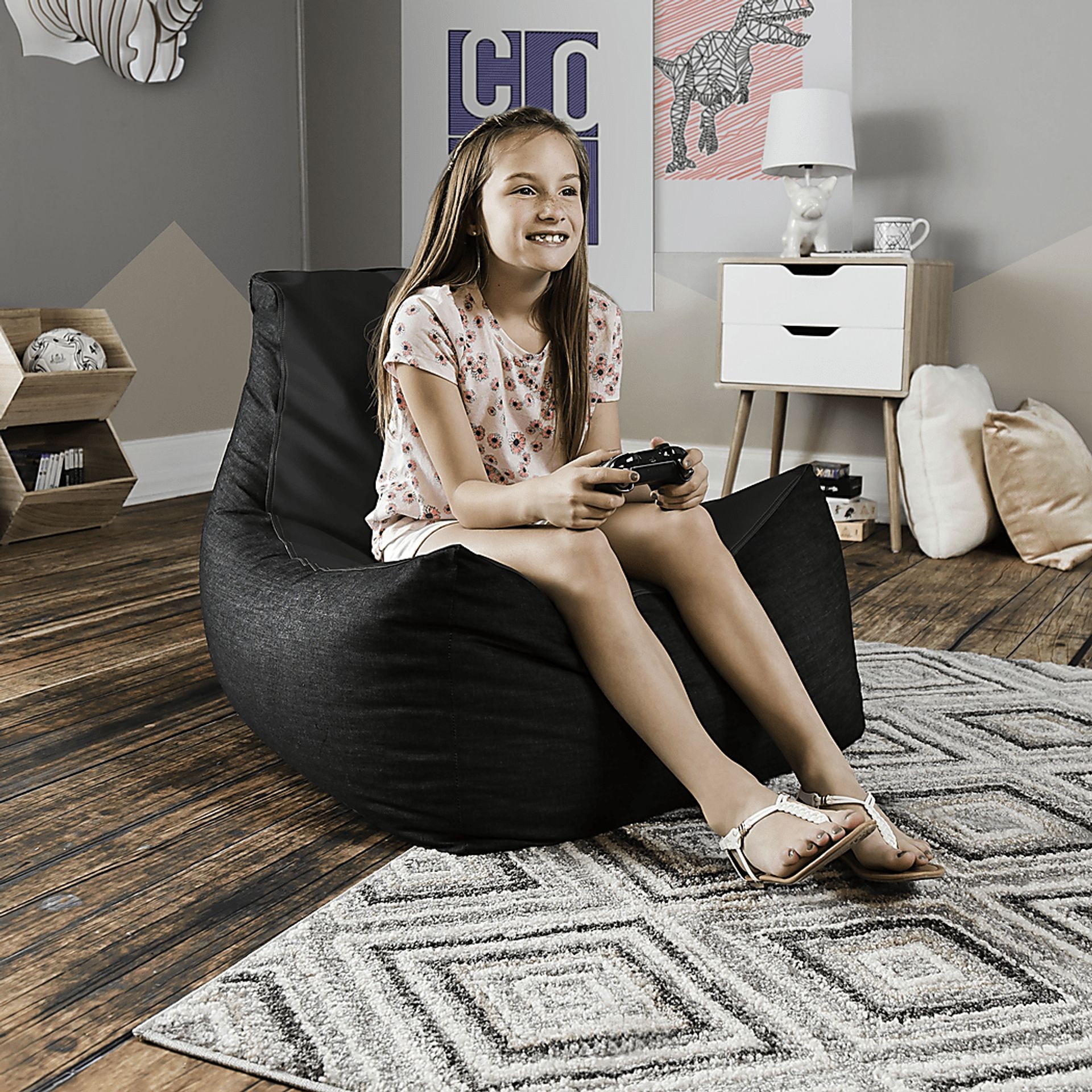 Kids Azani Black Gaming Bean Bag Chair - Image 7