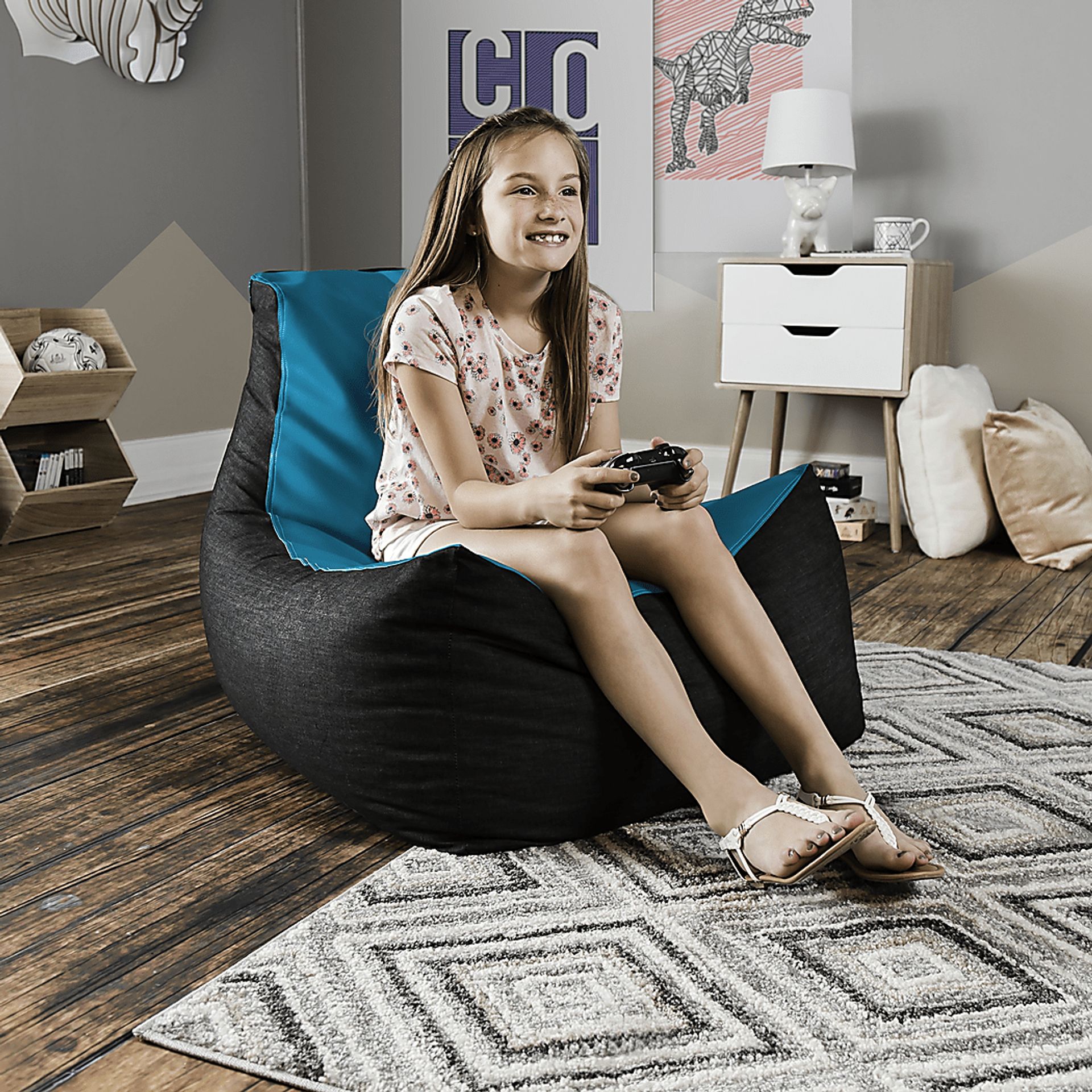 Kids Azani Blue Gaming Bean Bag Chair - Image 7