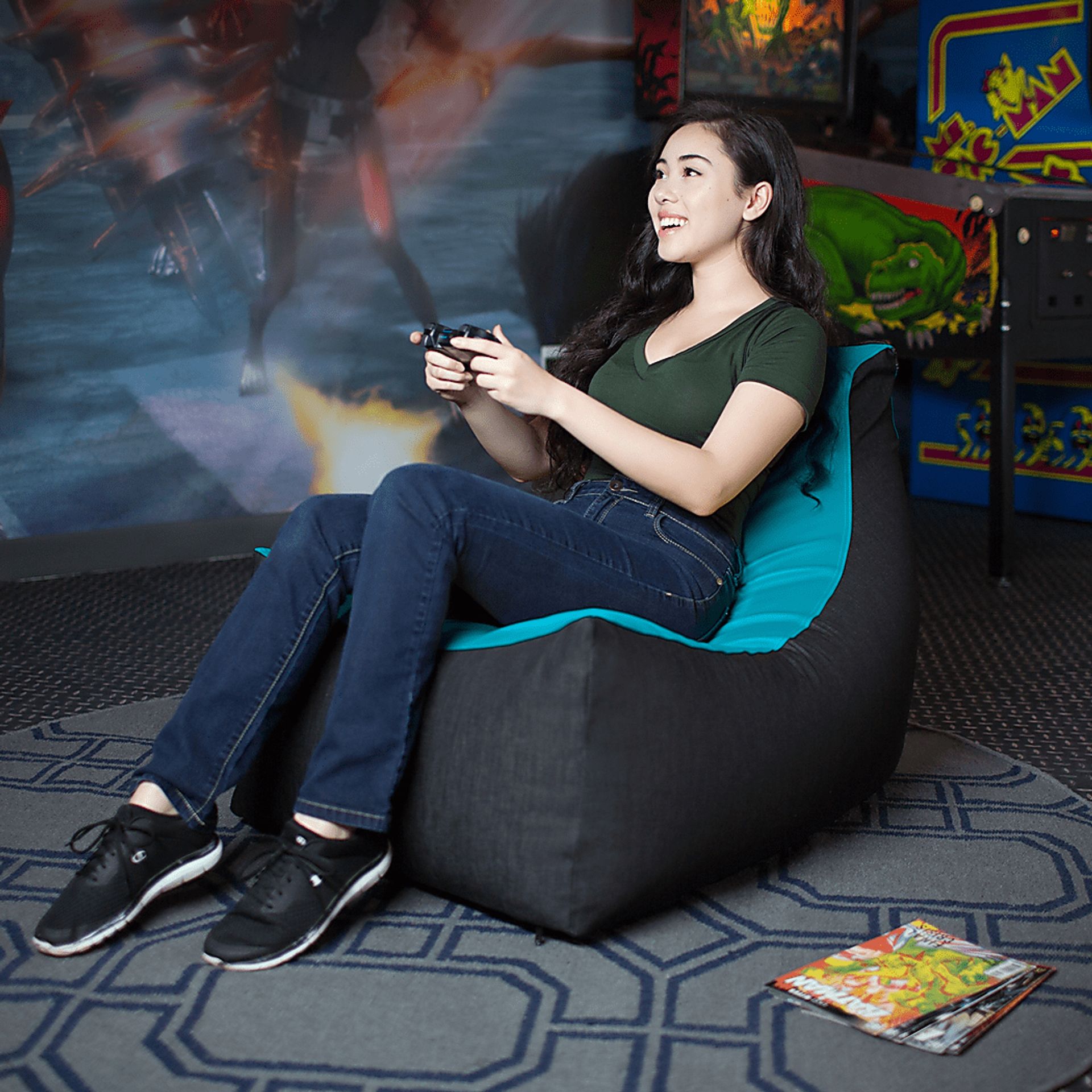 Kids Azani Blue Gaming Bean Bag Chair - Image 8