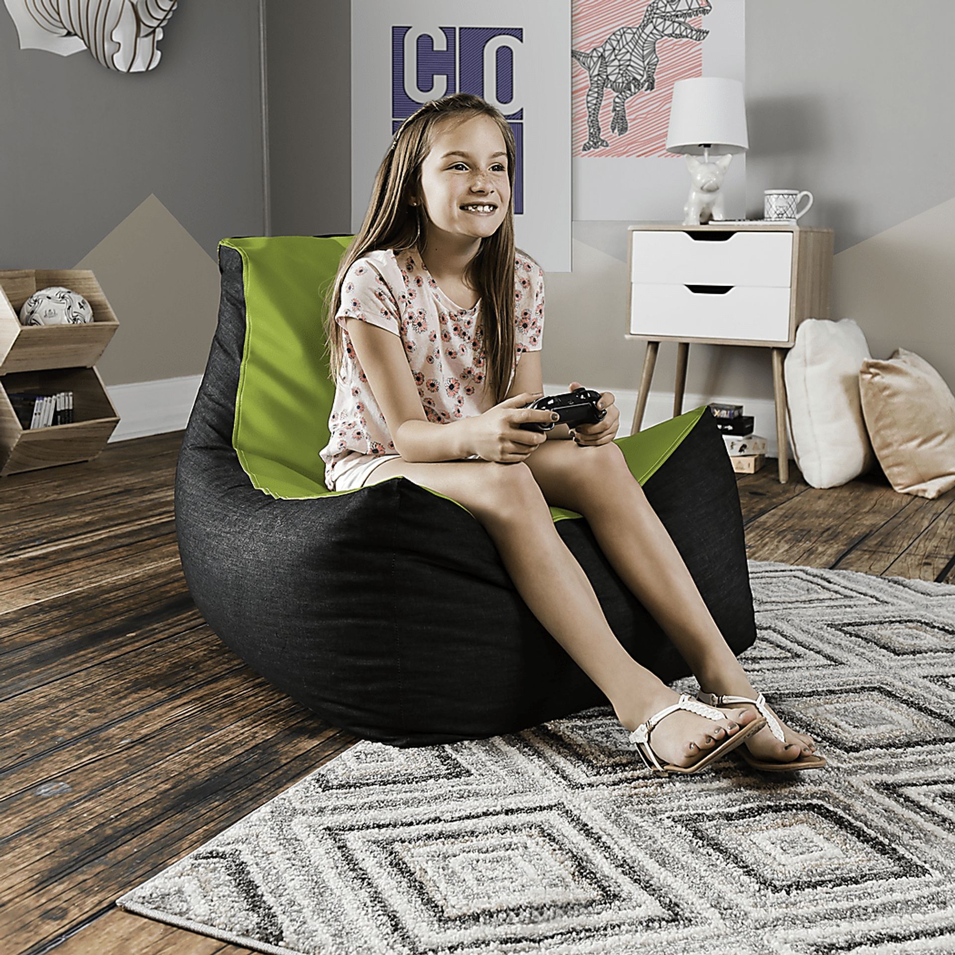 Kids Azani Green Gaming Bean Bag Chair - Image 7