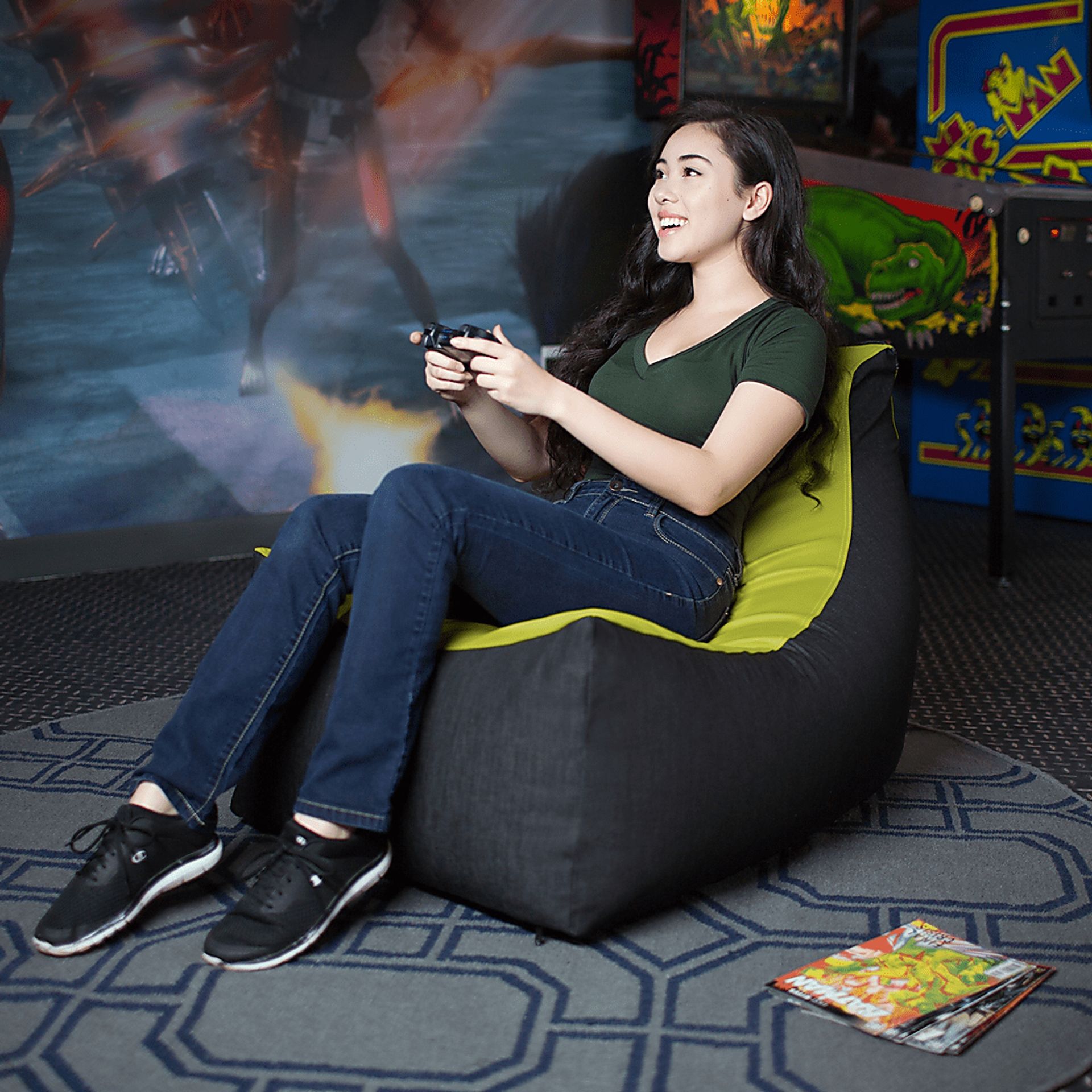 Kids Azani Green Gaming Bean Bag Chair - Image 8