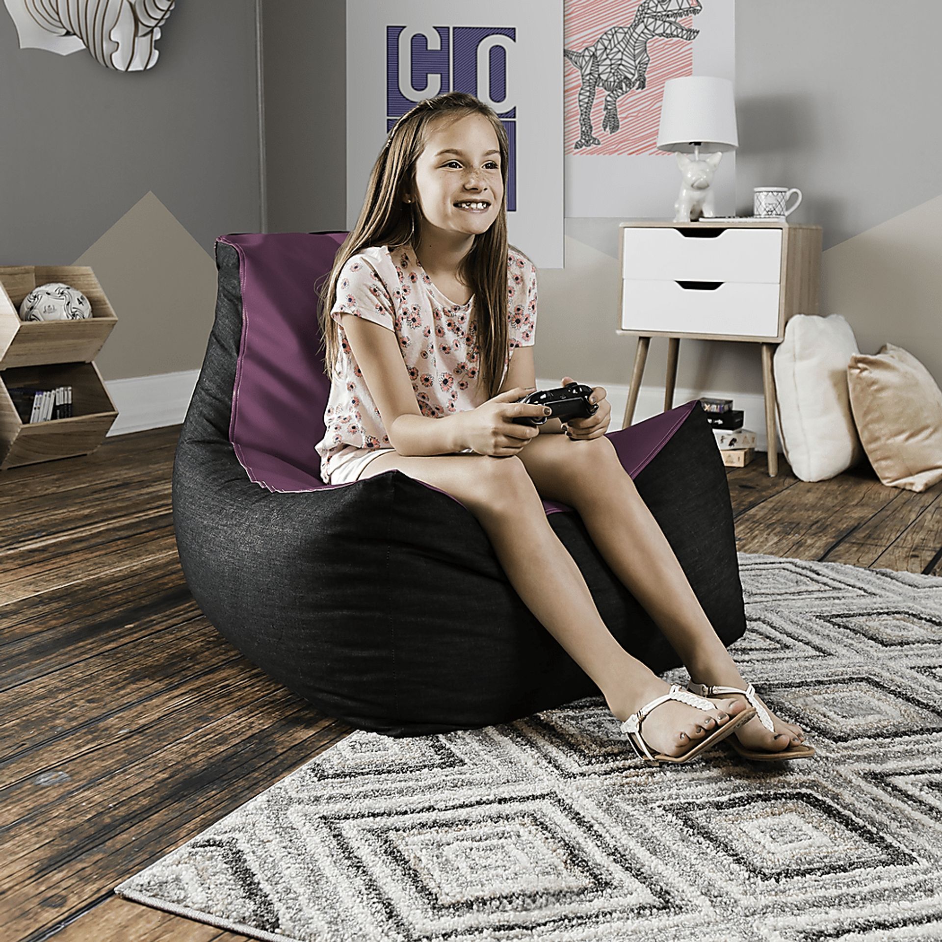 Kids Azani Purple Gaming Bean Bag Chair - Image 7