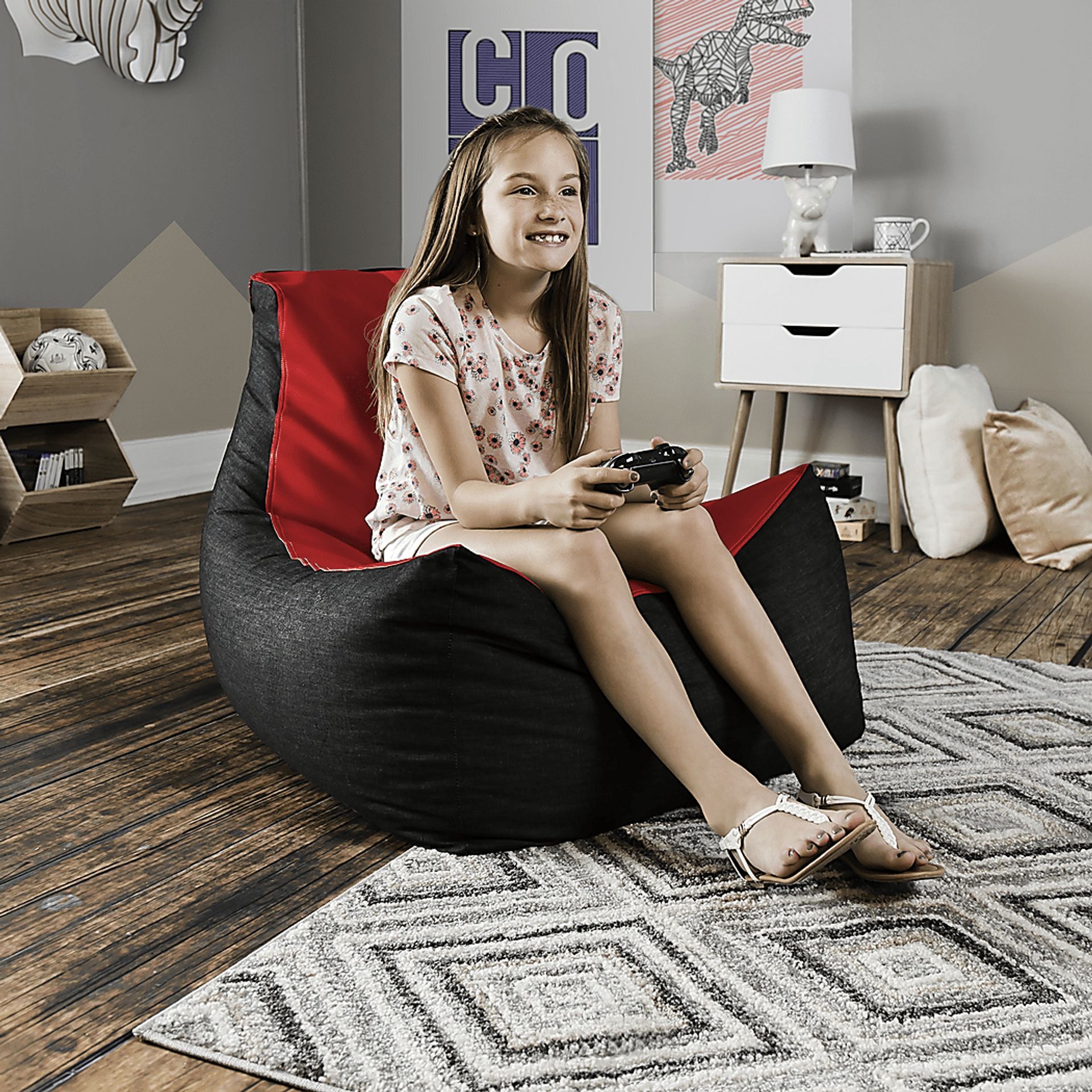 Kids Azani Red Gaming Bean Bag Chair - Image 6