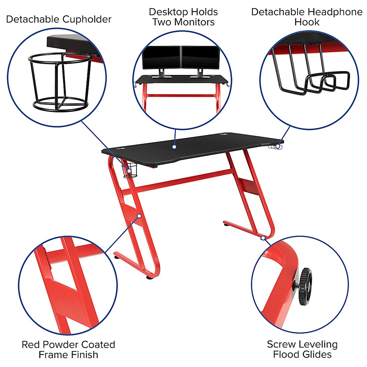 Astix Red Colors Gaming Desk | Rooms to Go