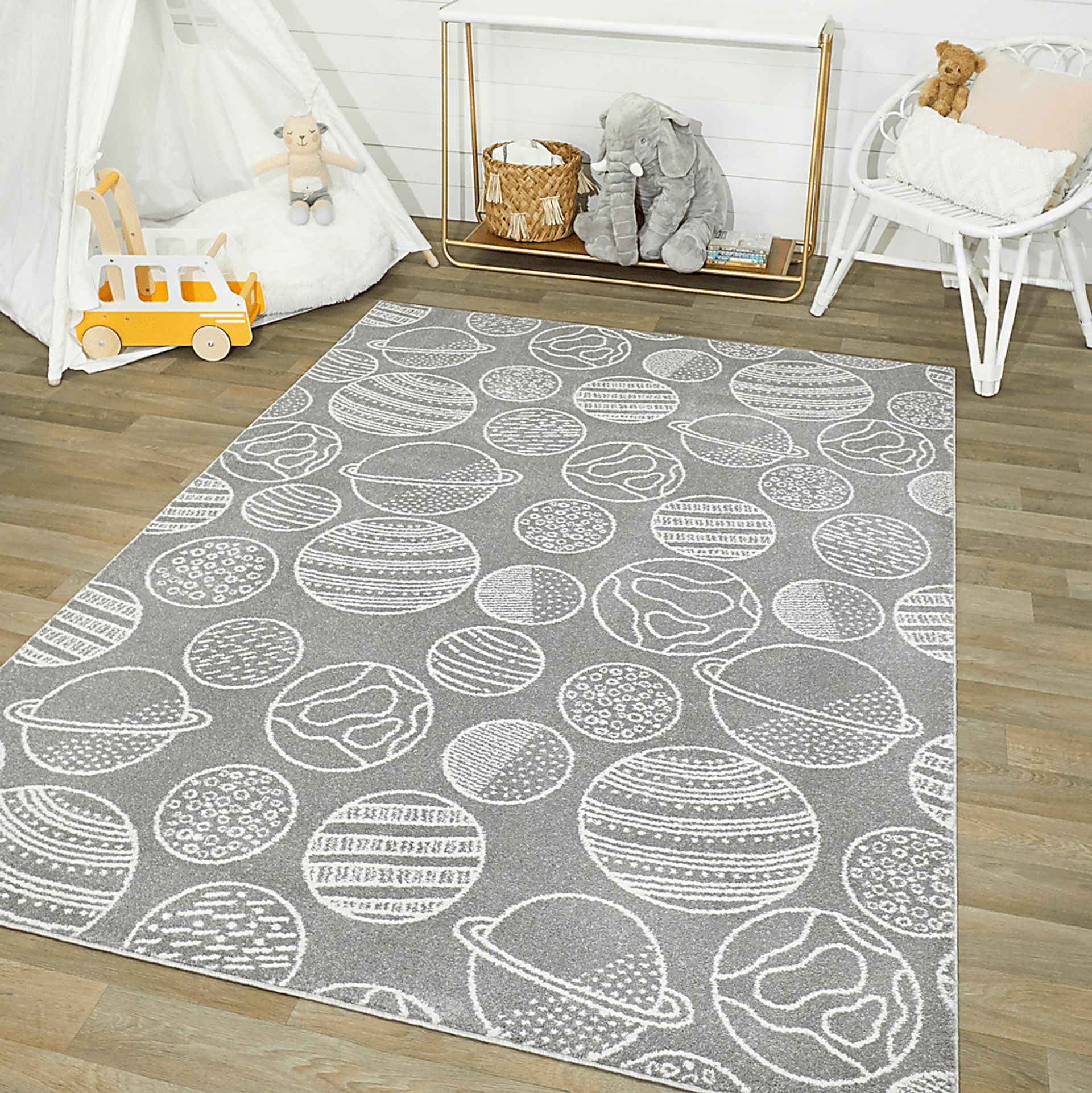 Kids Astro Fun Gray 5'3 x 7' Rug - Image 2