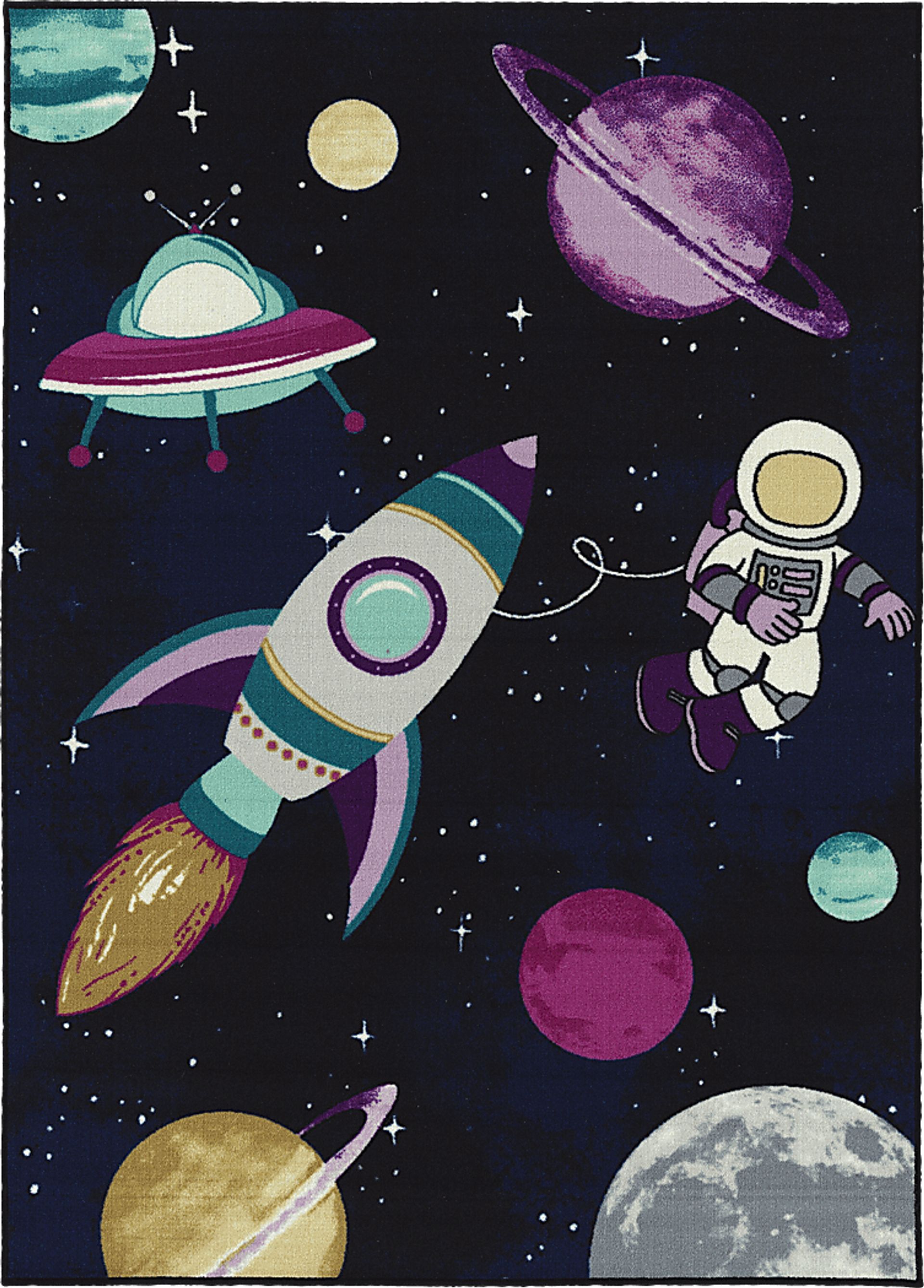 Kids Astro Girl Multi 7' x 9' Rug - Image 1