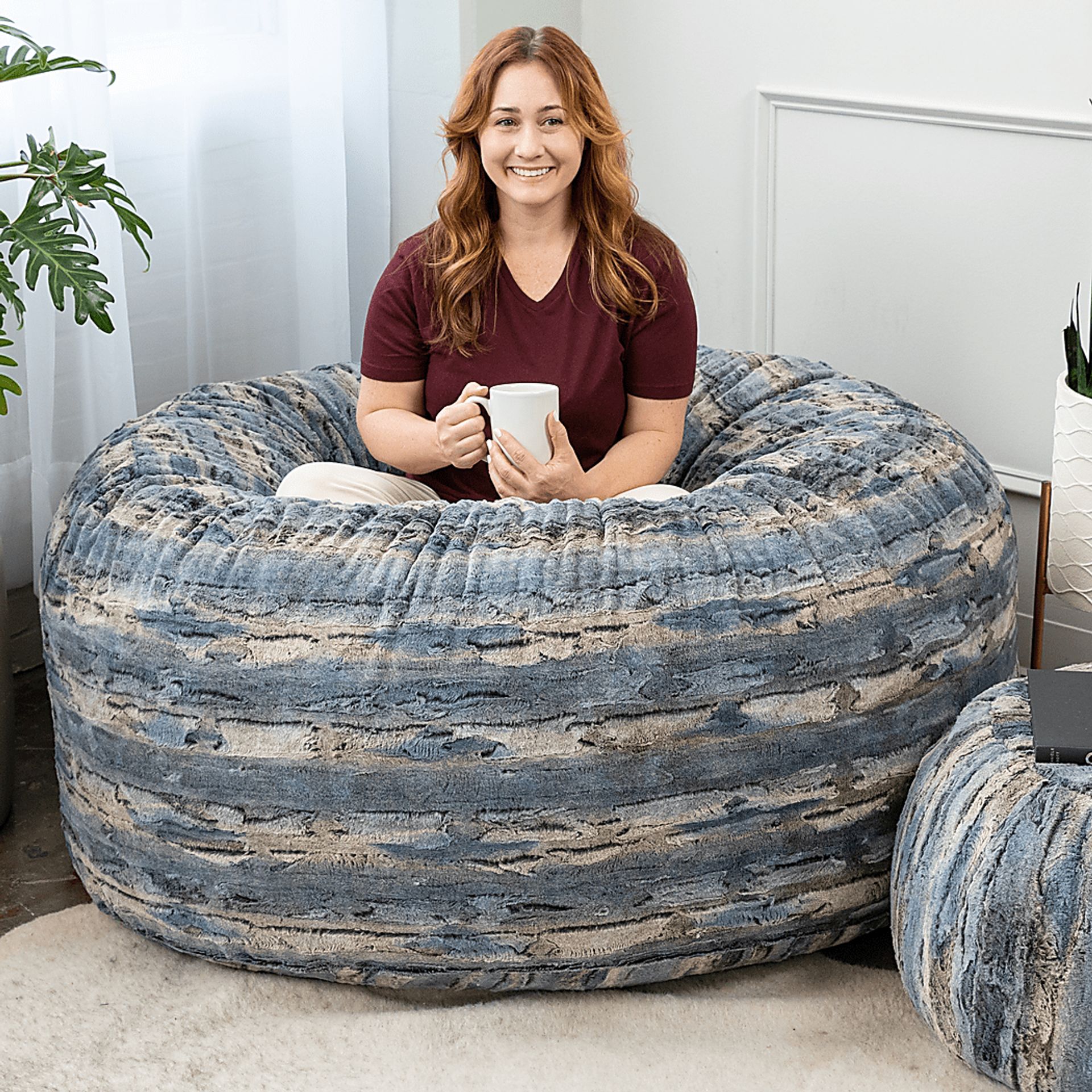 Kids Aull Blue Bean Bag Chair - Image 2