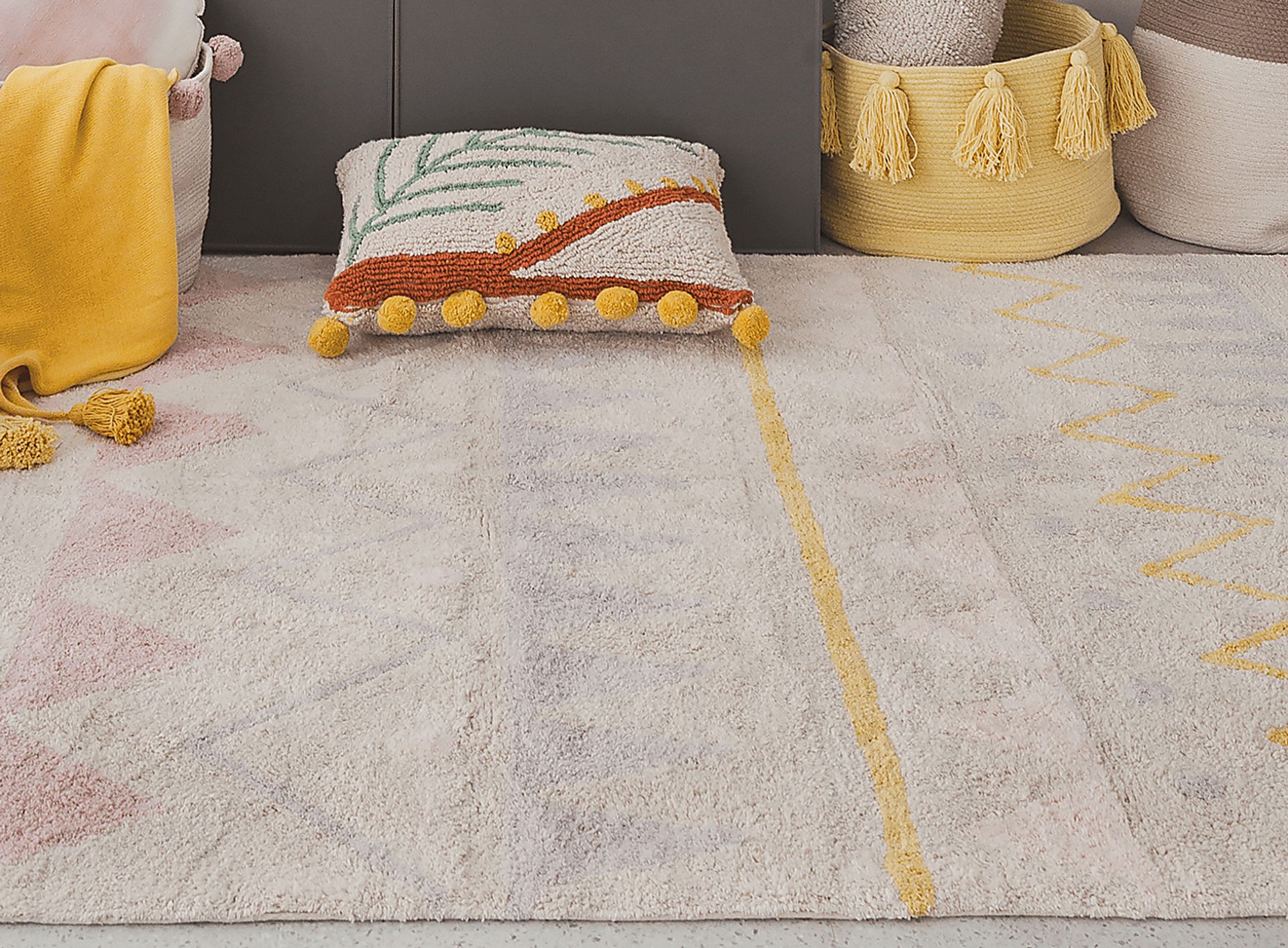 Kids Azteca Natural/Pink 4' x 5'3 Machine Washable Rug - Image 2
