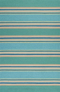 Kids Azzure Stripes Teal 3'3" x 5'3" Rug