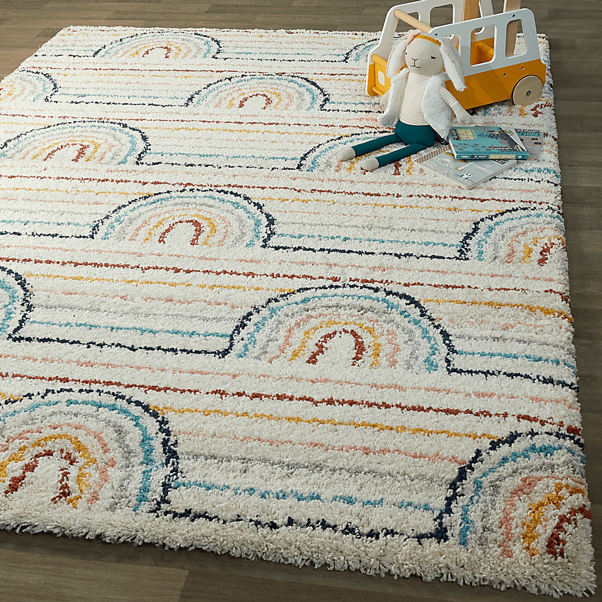 Kids Baby Rainbows White 5'3 x 7' Rug - Image 2