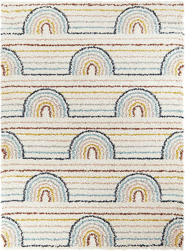 Kids Baby Rainbows White 6'7 x 9' Rug - Thumbnail - Image 1